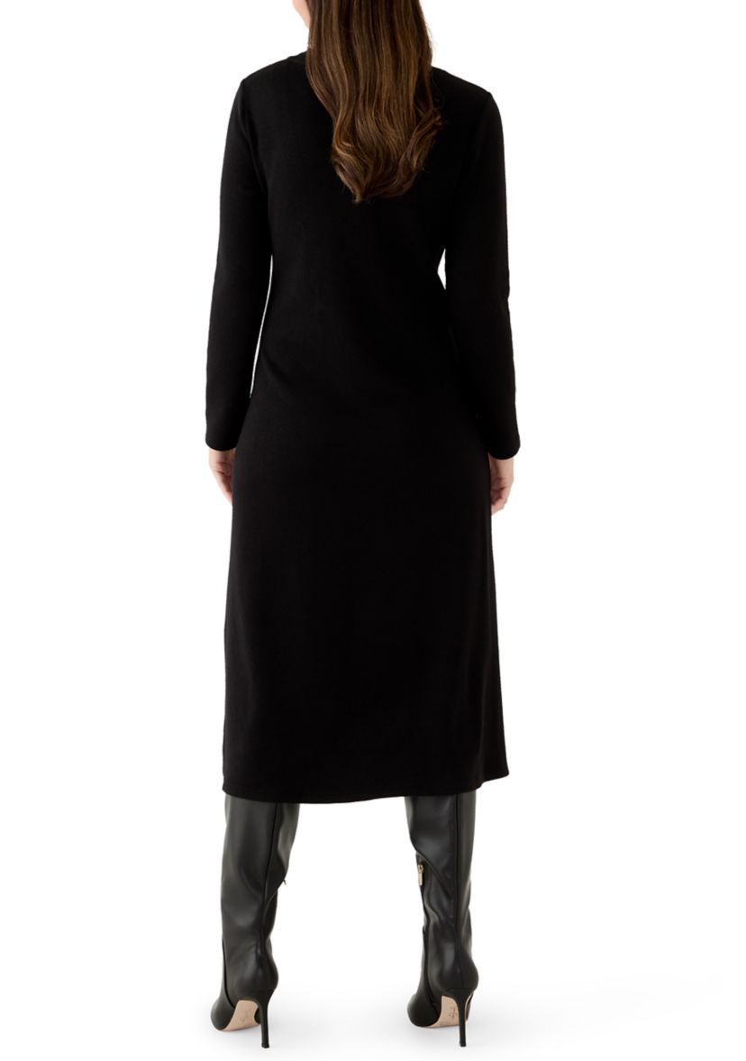 Womens Ribbed Sweater Midi Dress