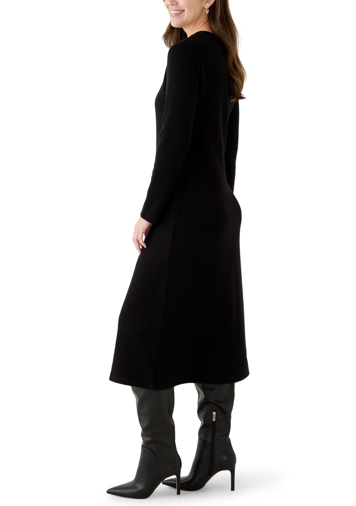 Womens Ribbed Sweater Midi Dress