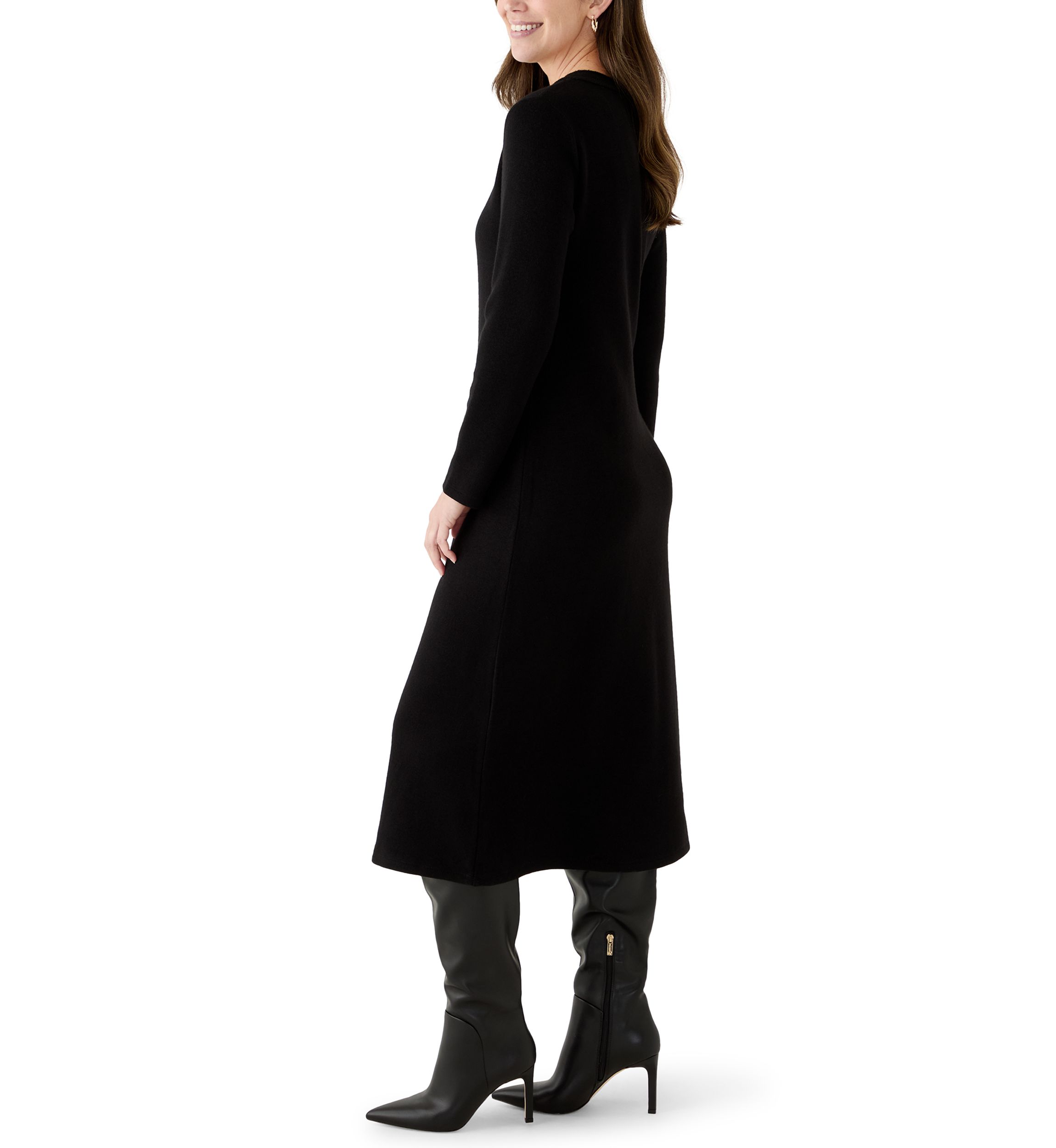 Womens Ribbed Sweater Midi Dress