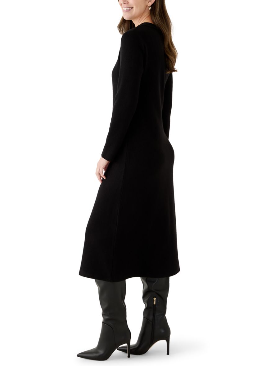 Womens Ribbed Sweater Midi Dress