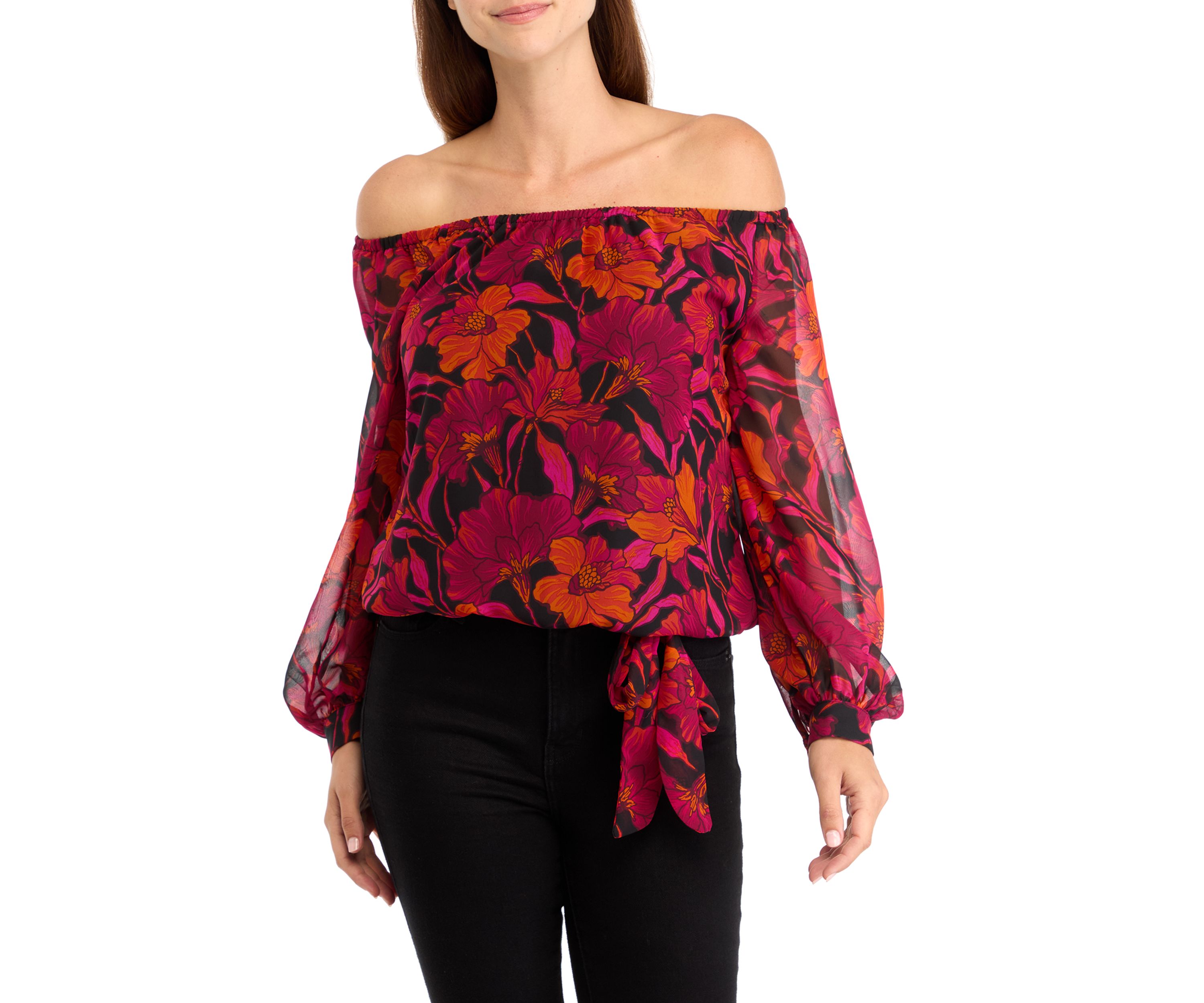 Womens Off the Shoulder Floral Blouse