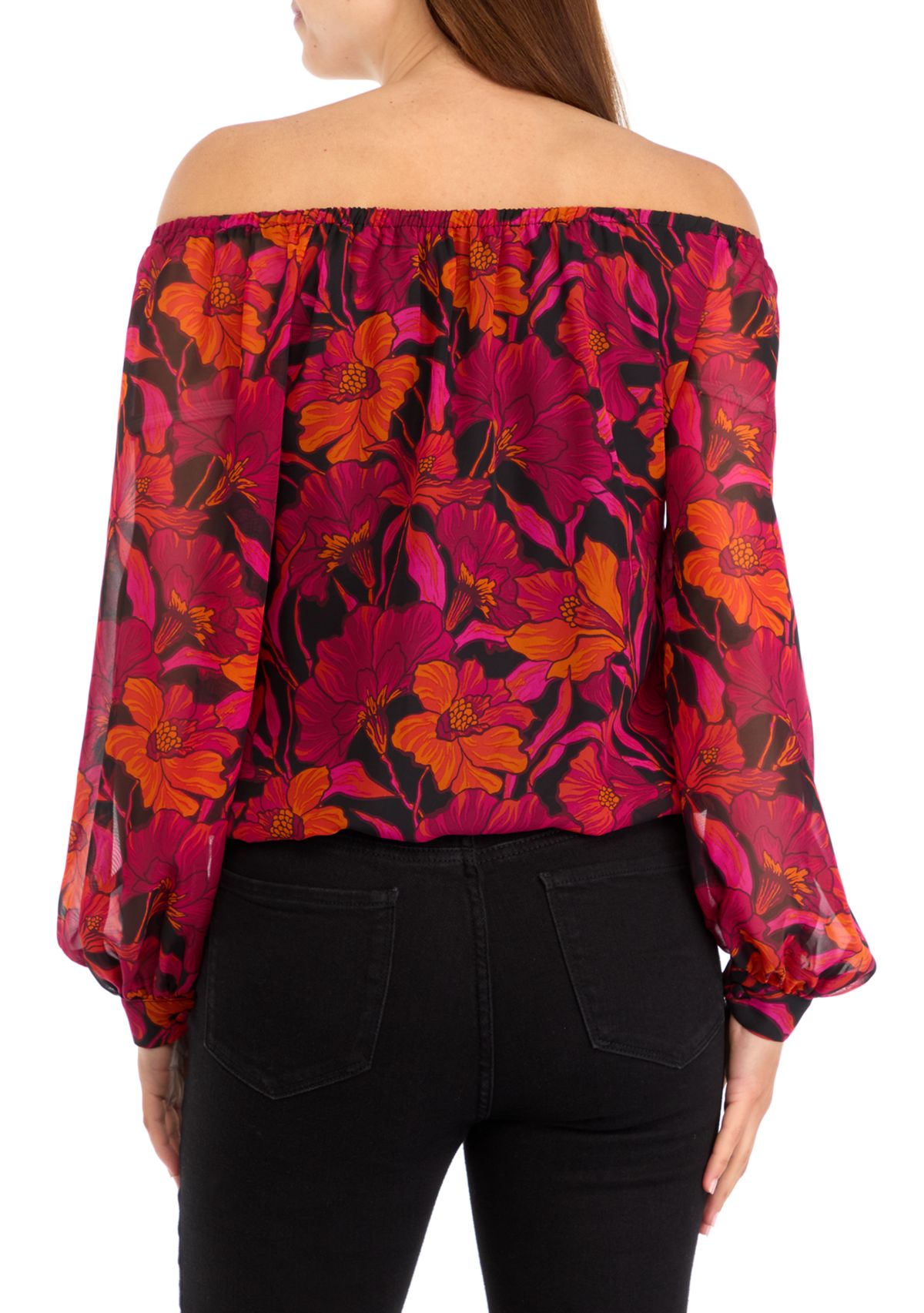Womens Off the Shoulder Floral Blouse
