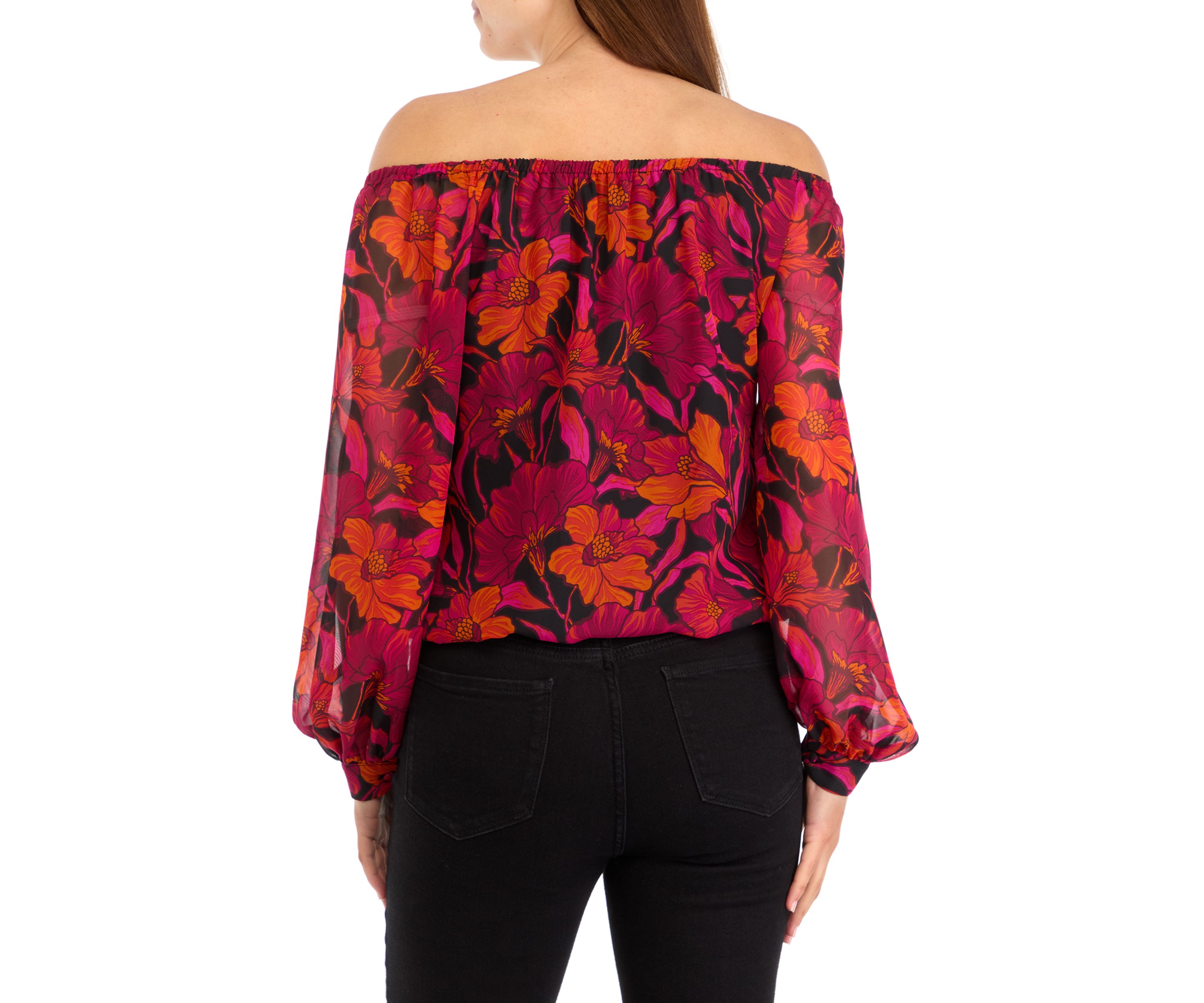 Womens Off the Shoulder Floral Blouse