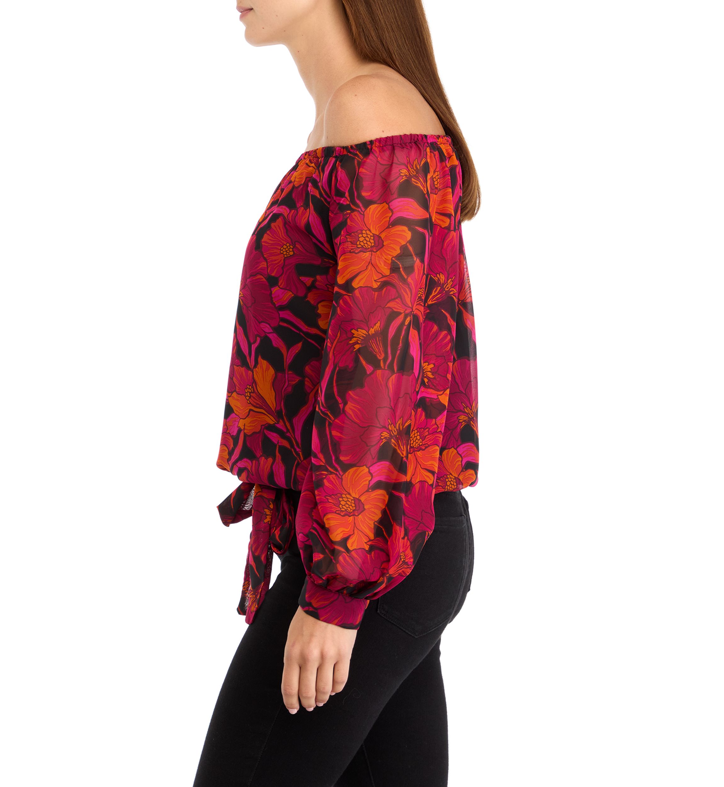 Womens Off the Shoulder Floral Blouse