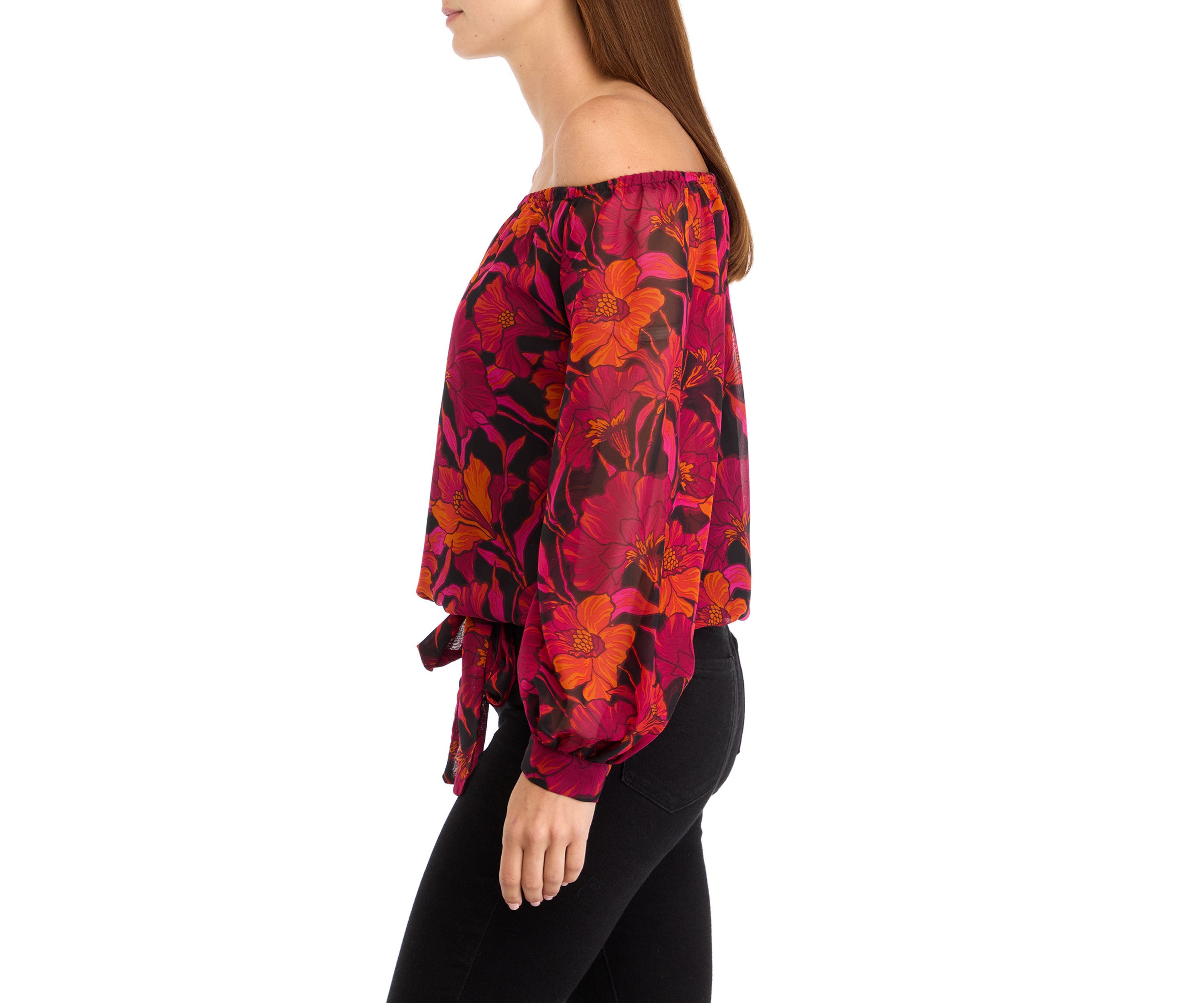 Womens Off the Shoulder Floral Blouse