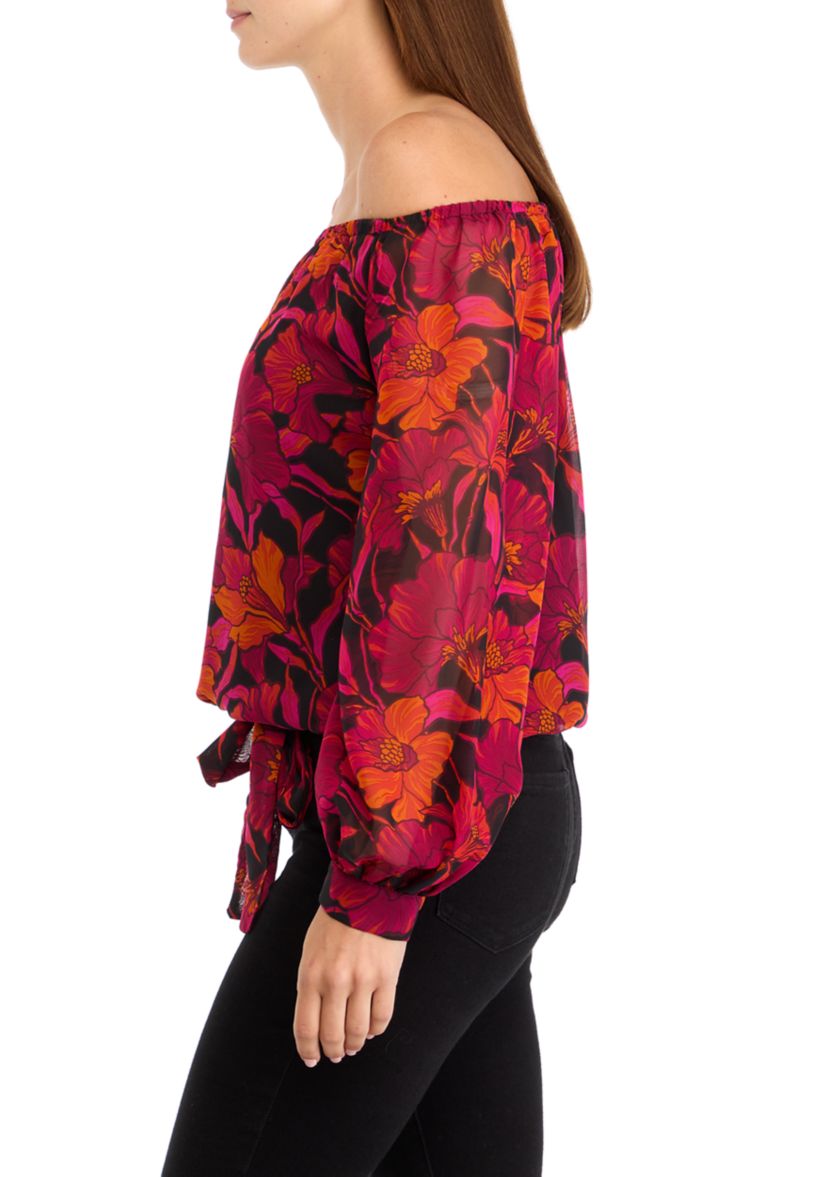 Womens Off the Shoulder Floral Blouse