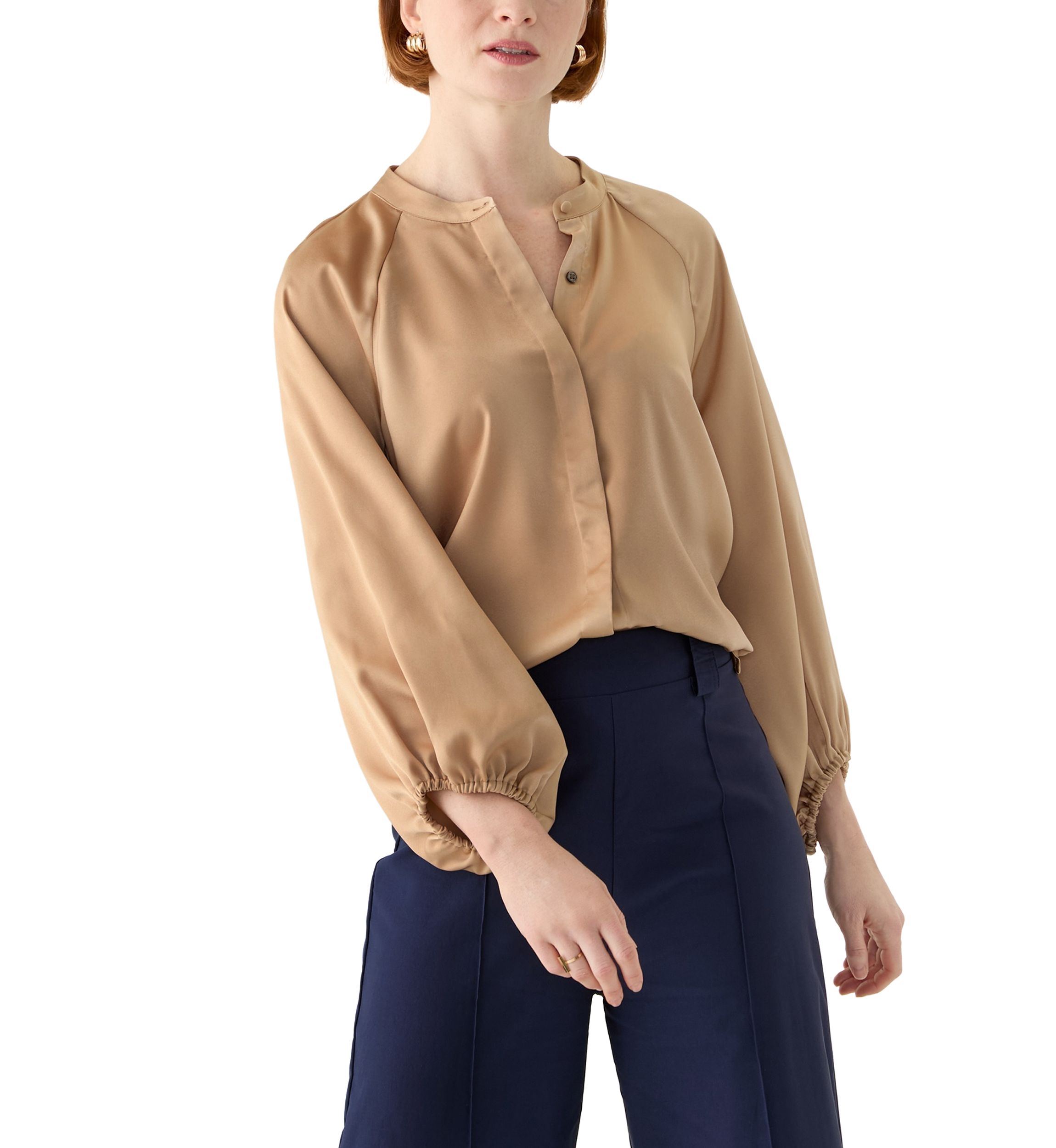 Womens Long Sleeve Satin Blouse