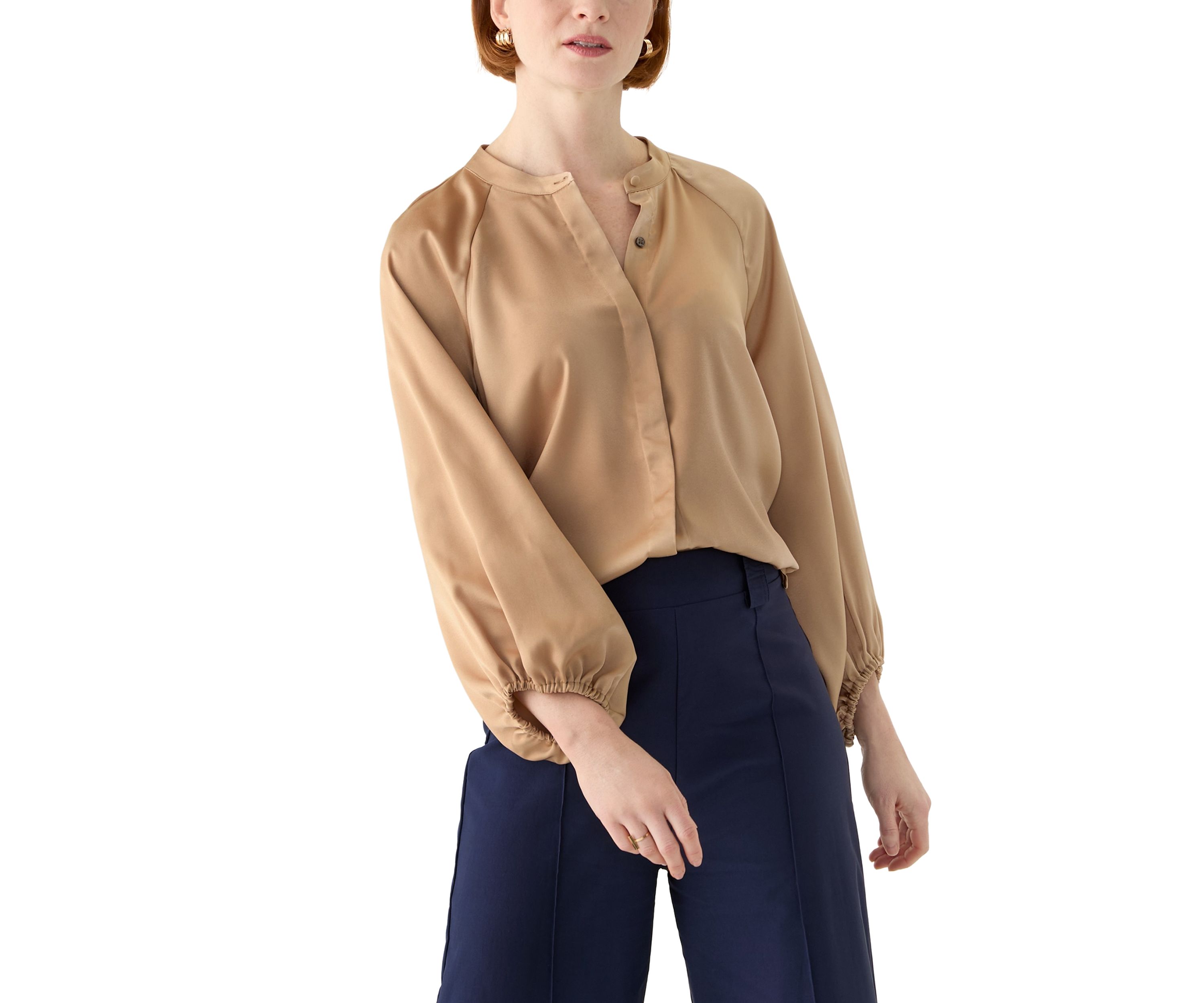 Womens Long Sleeve Satin Blouse