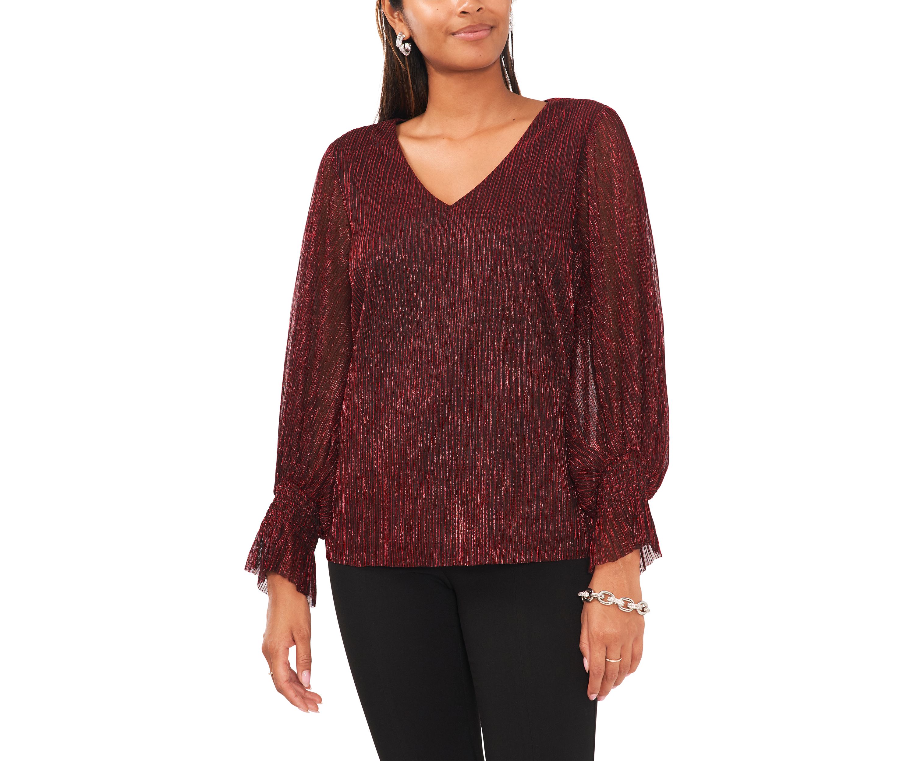 Womens V-Neck Lurex Top