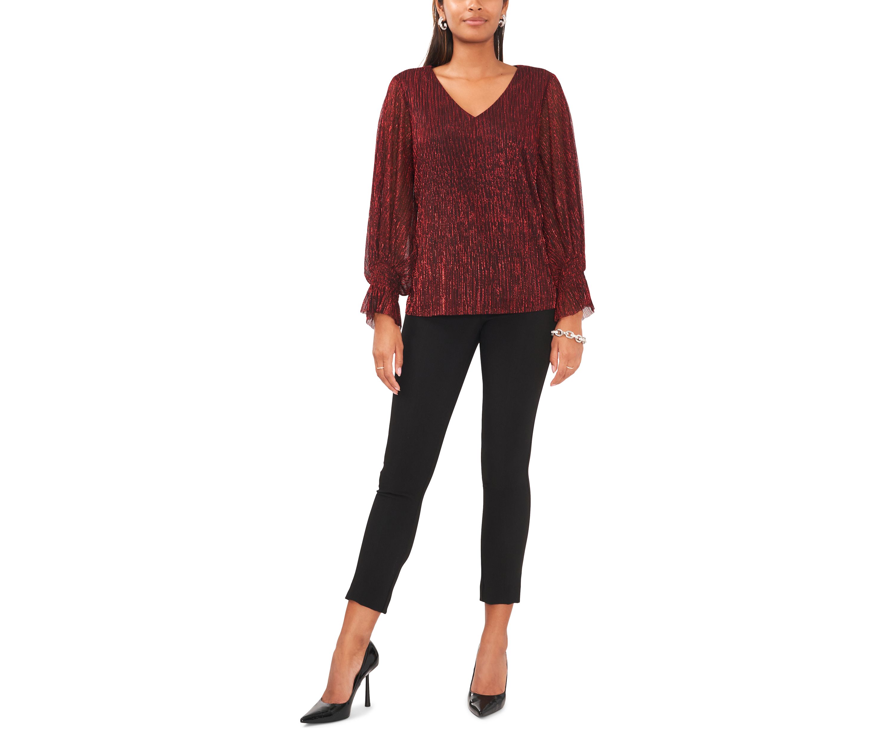 Womens V-Neck Lurex Top