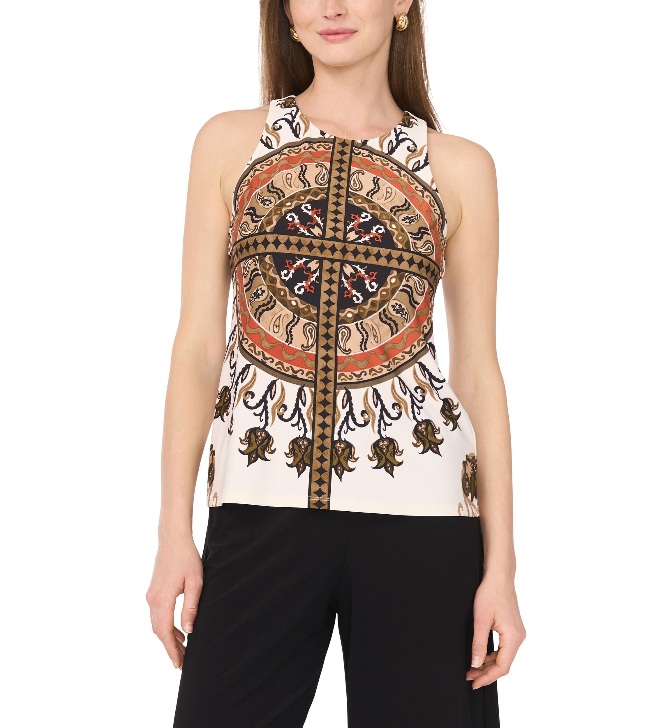 Womens Sleeveless Halter Neck Printed Top 