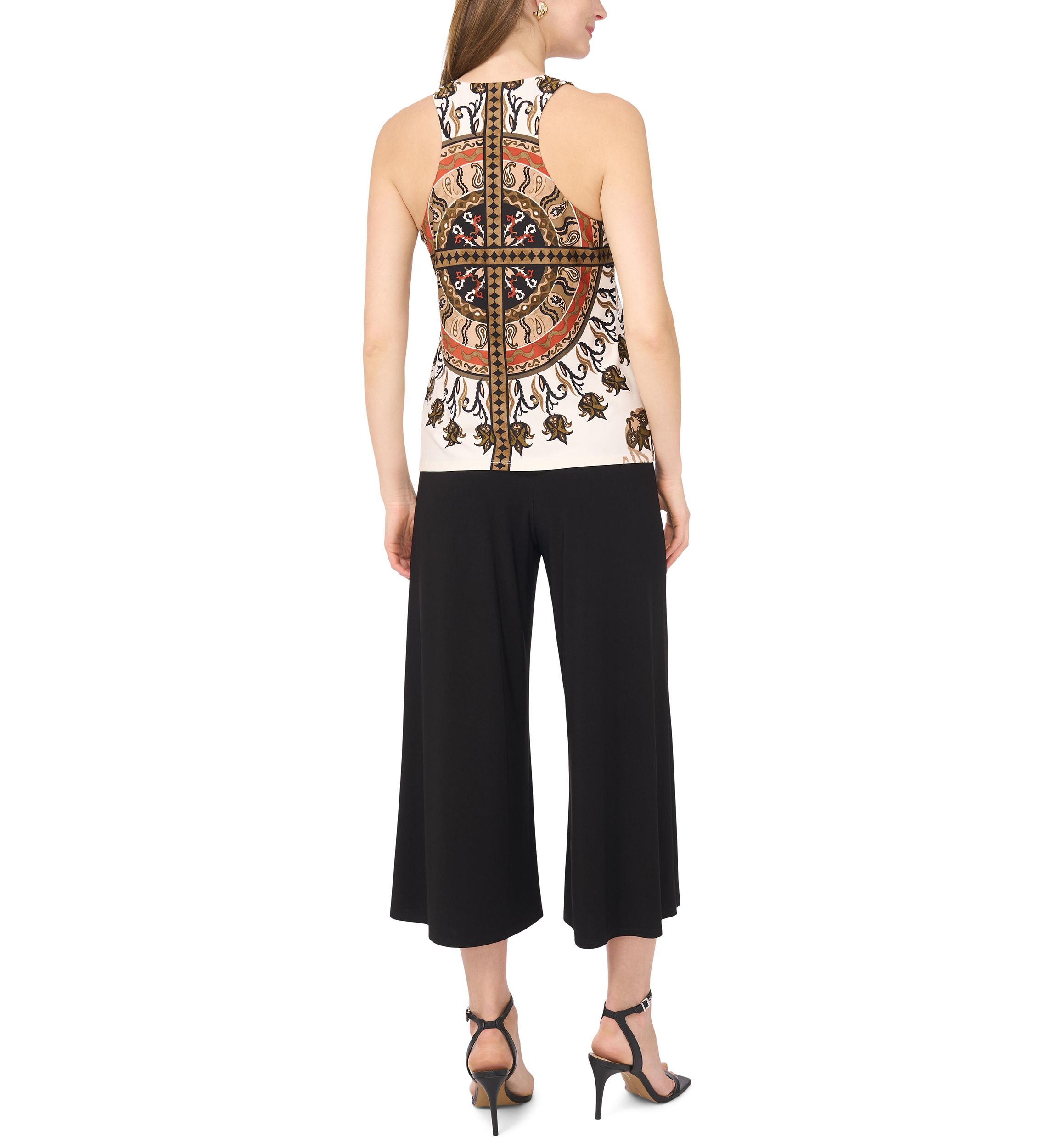 Womens Sleeveless Halter Neck Printed Top 