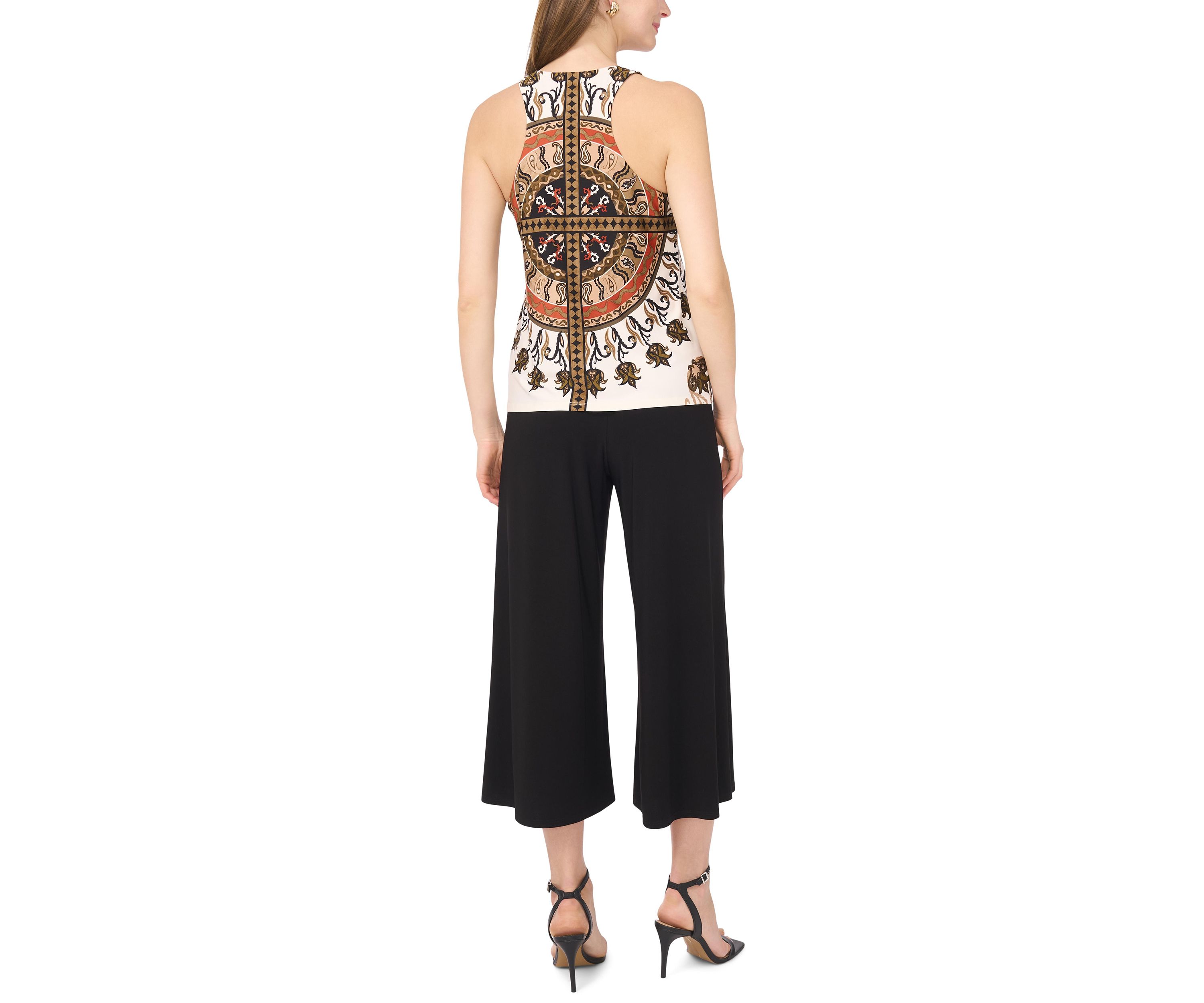 Womens Sleeveless Halter Neck Printed Top 
