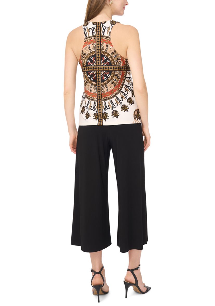 Womens Sleeveless Halter Neck Printed Top 