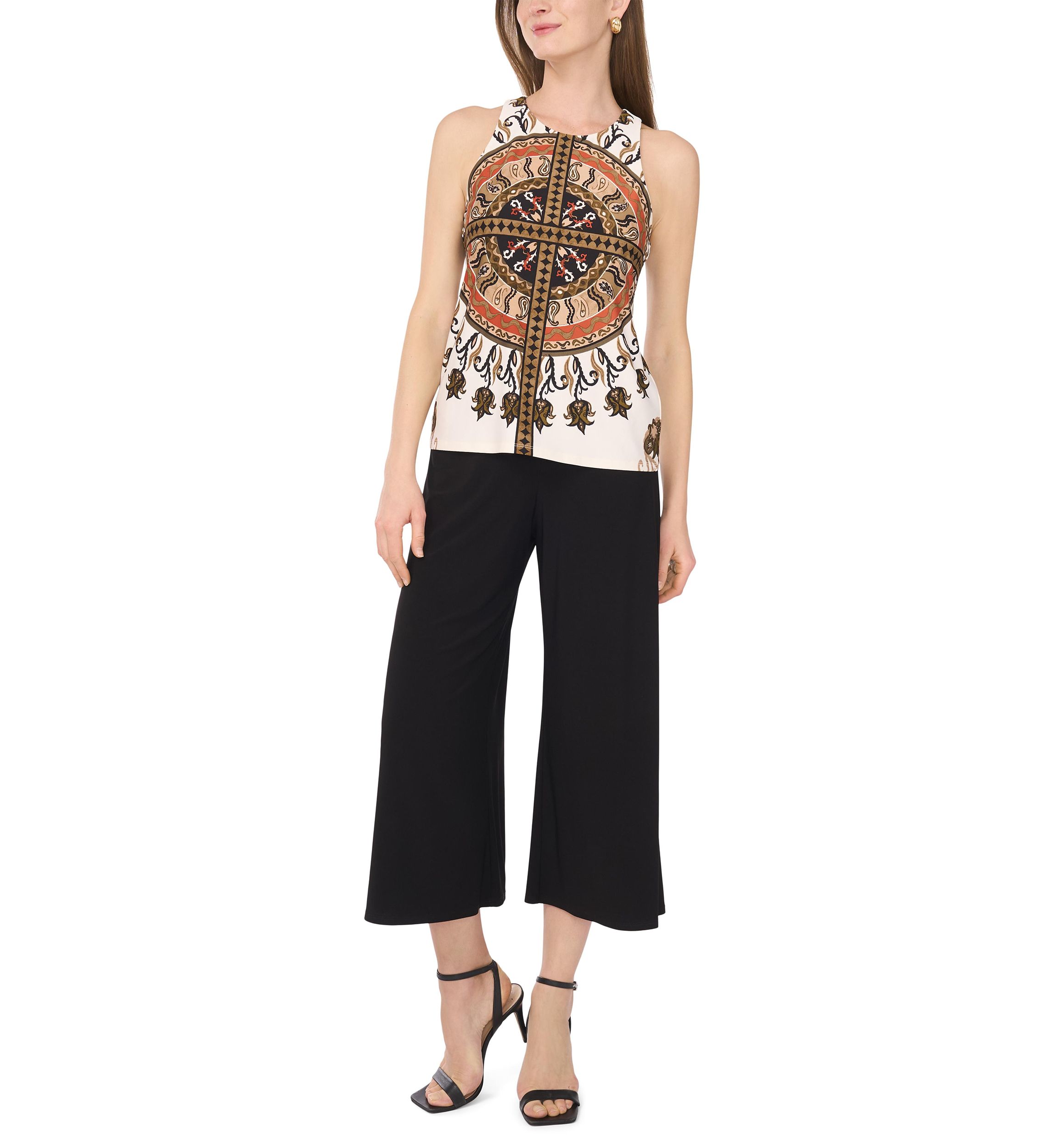 Womens Sleeveless Halter Neck Printed Top 