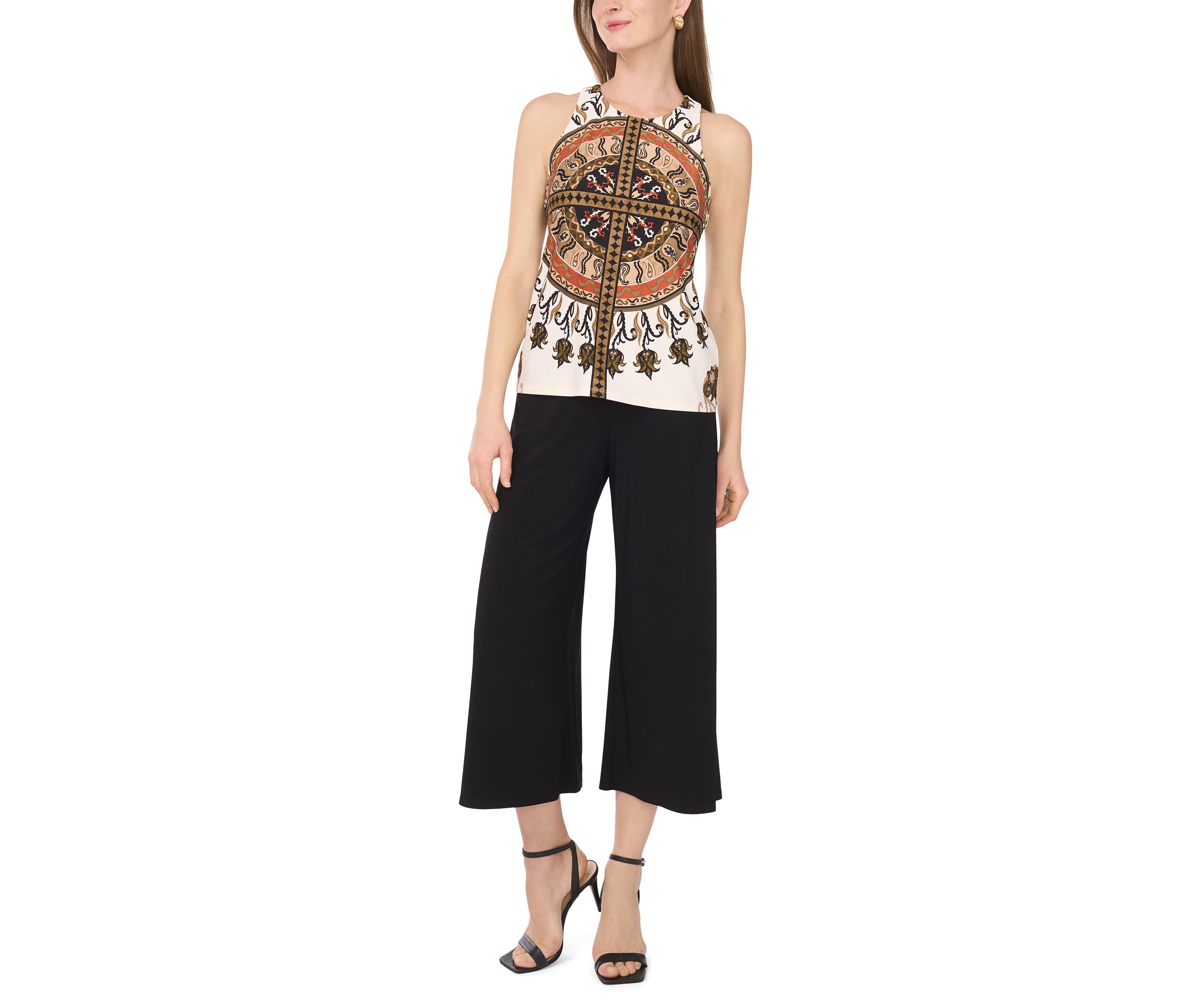 Womens Sleeveless Halter Neck Printed Top 