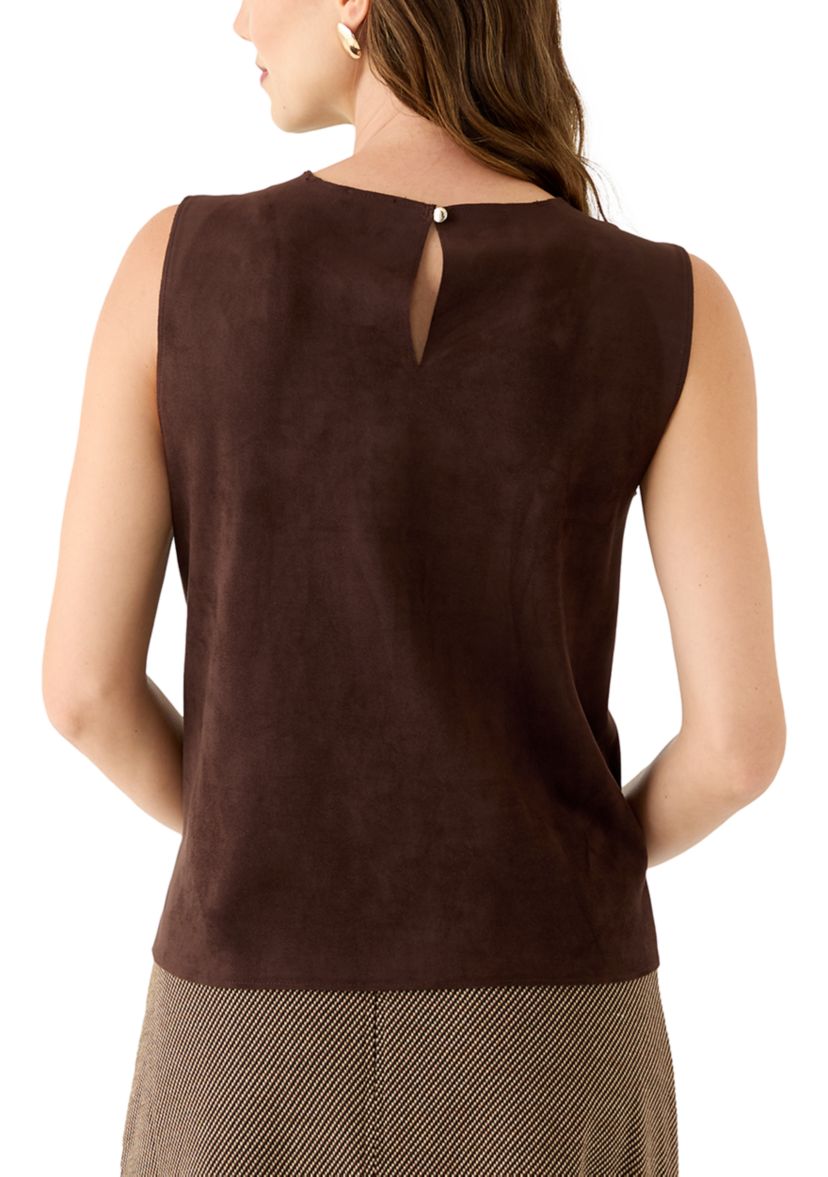 Womens Sleeveless Vegan Suede Top