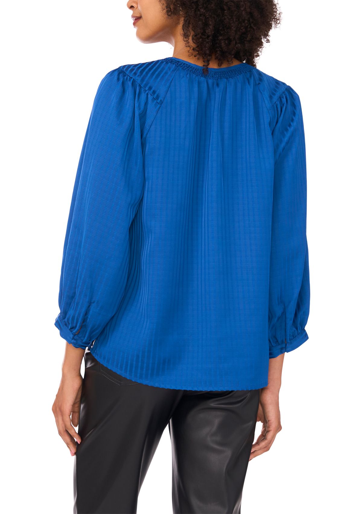 Womens Jacquard Stripe Peasant Blouse