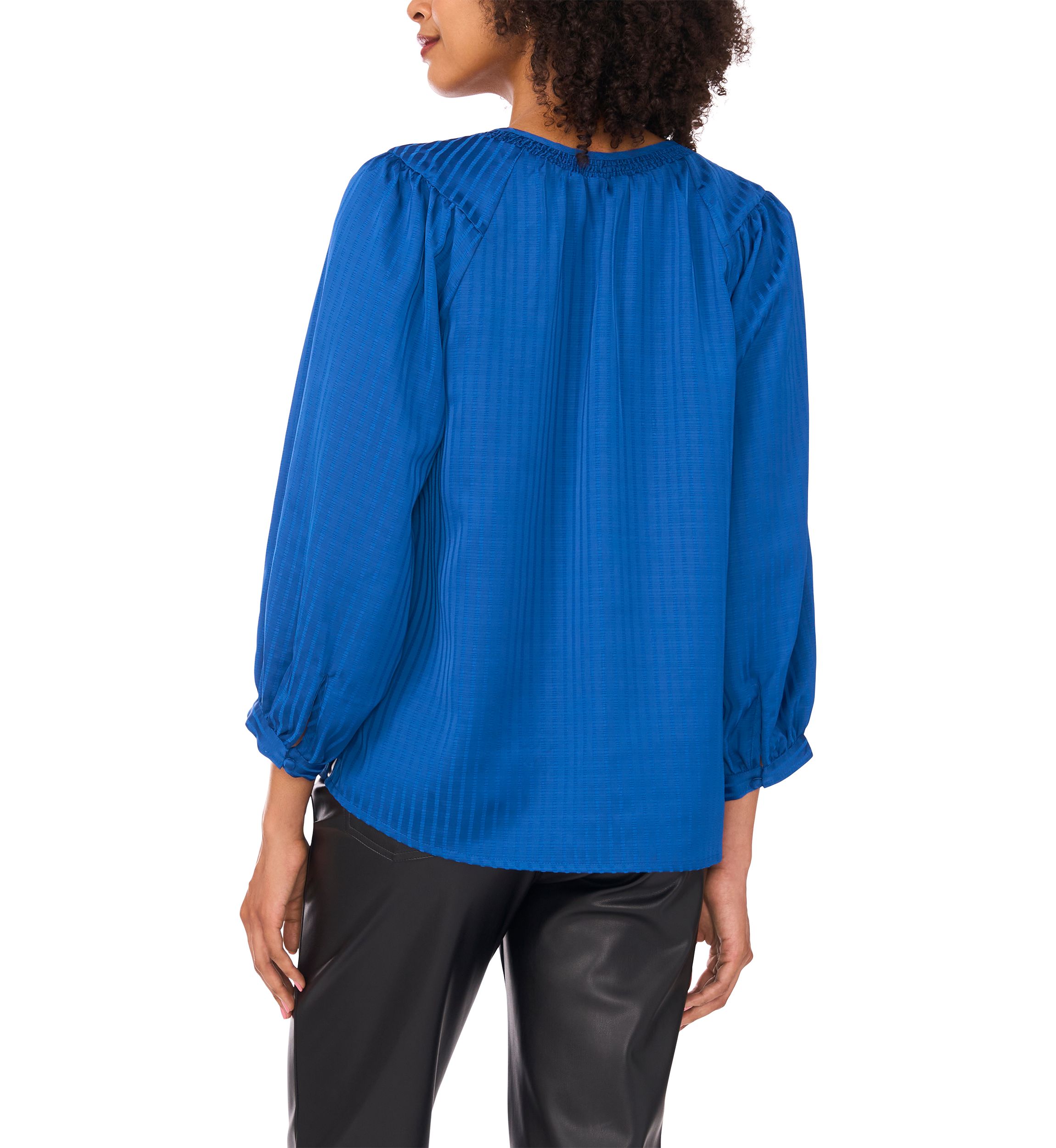Womens Jacquard Stripe Peasant Blouse