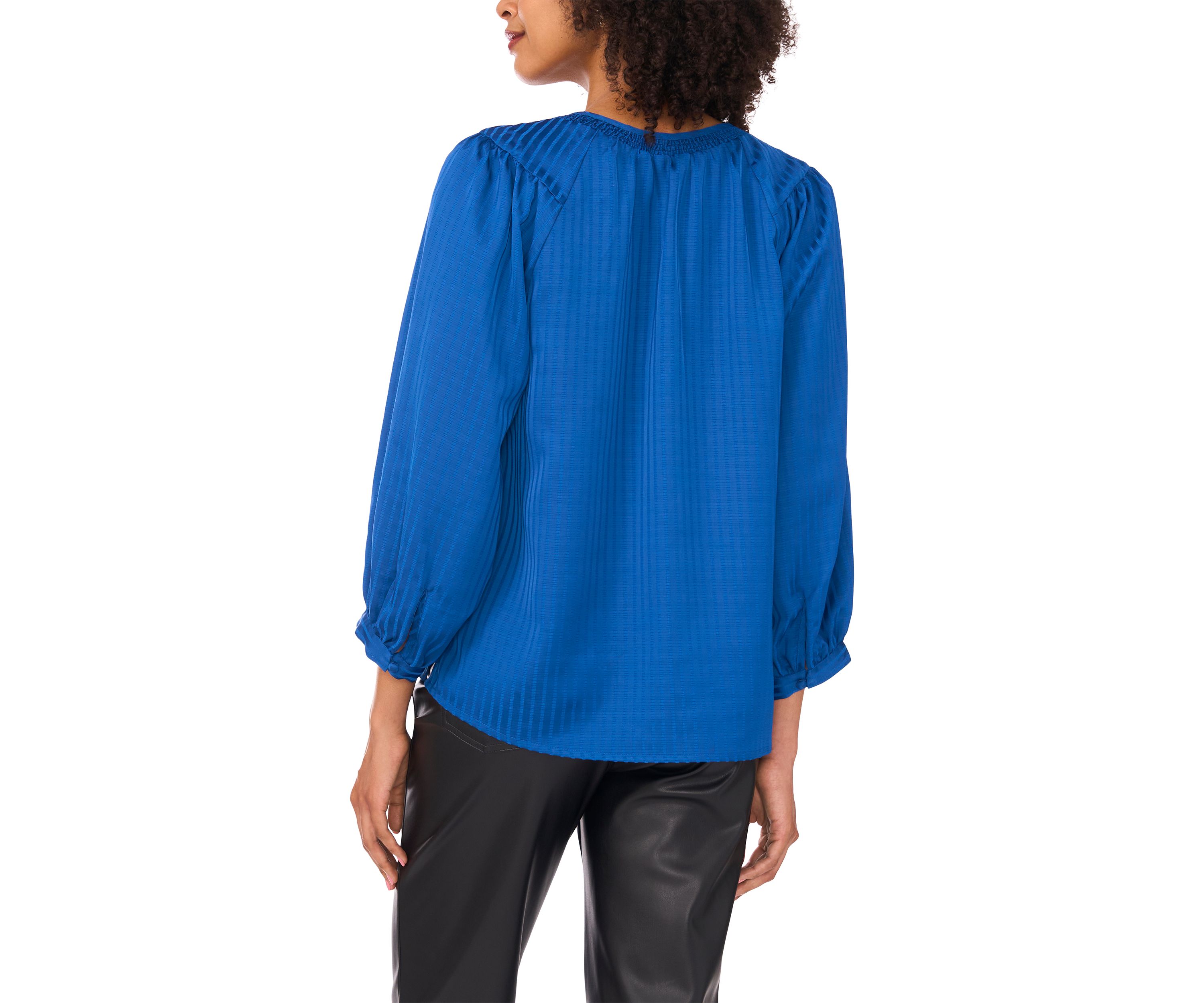 Womens Jacquard Stripe Peasant Blouse