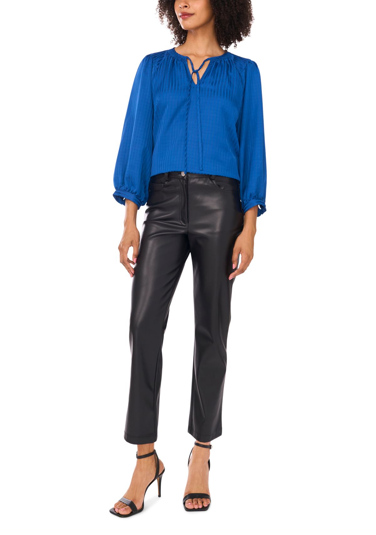 Womens Jacquard Stripe Peasant Blouse