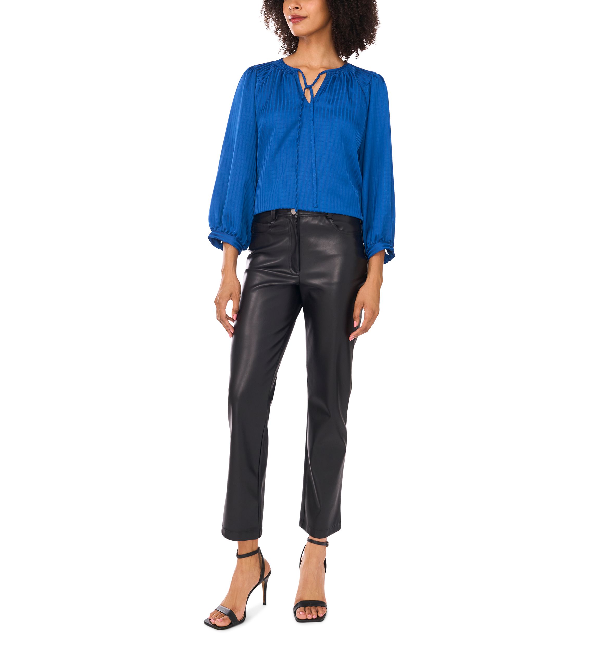 Womens Jacquard Stripe Peasant Blouse