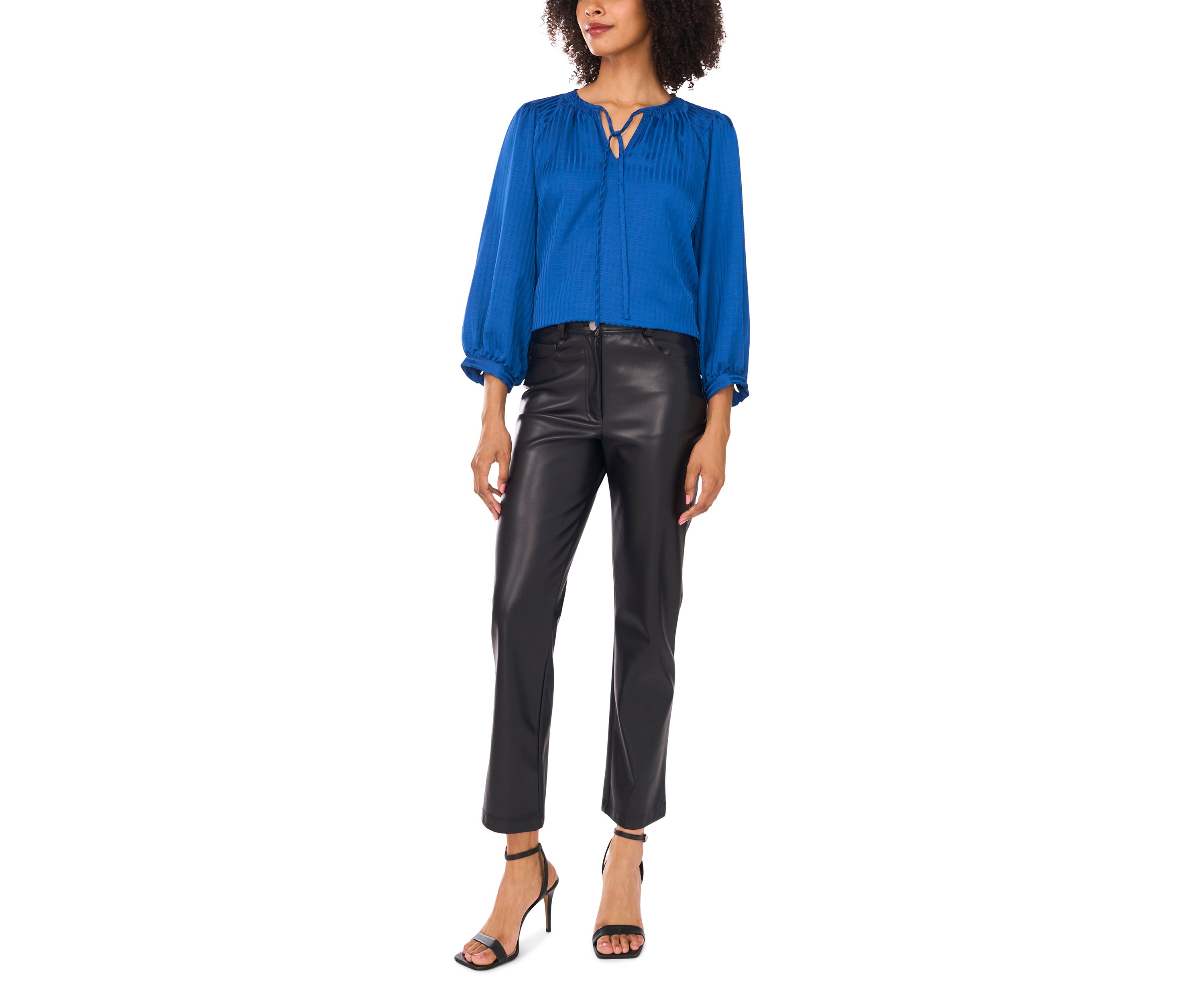 Womens Jacquard Stripe Peasant Blouse
