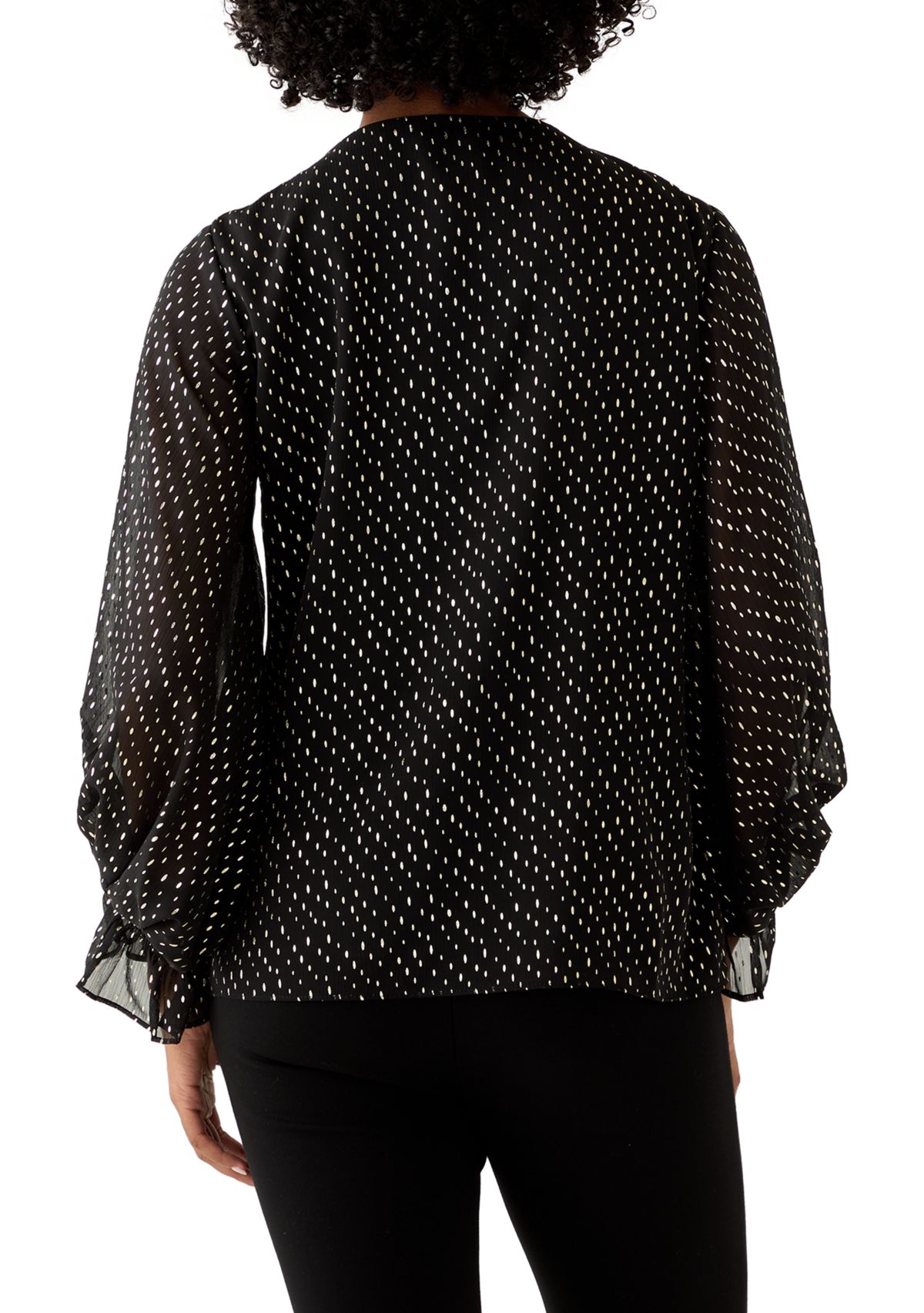 Womens Smocked V-Neck Shine Blouse