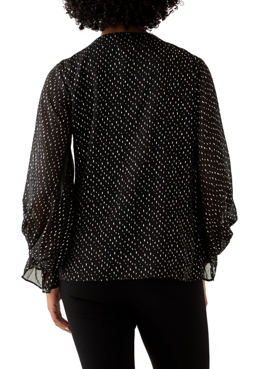 Womens Smocked V-Neck Shine Blouse