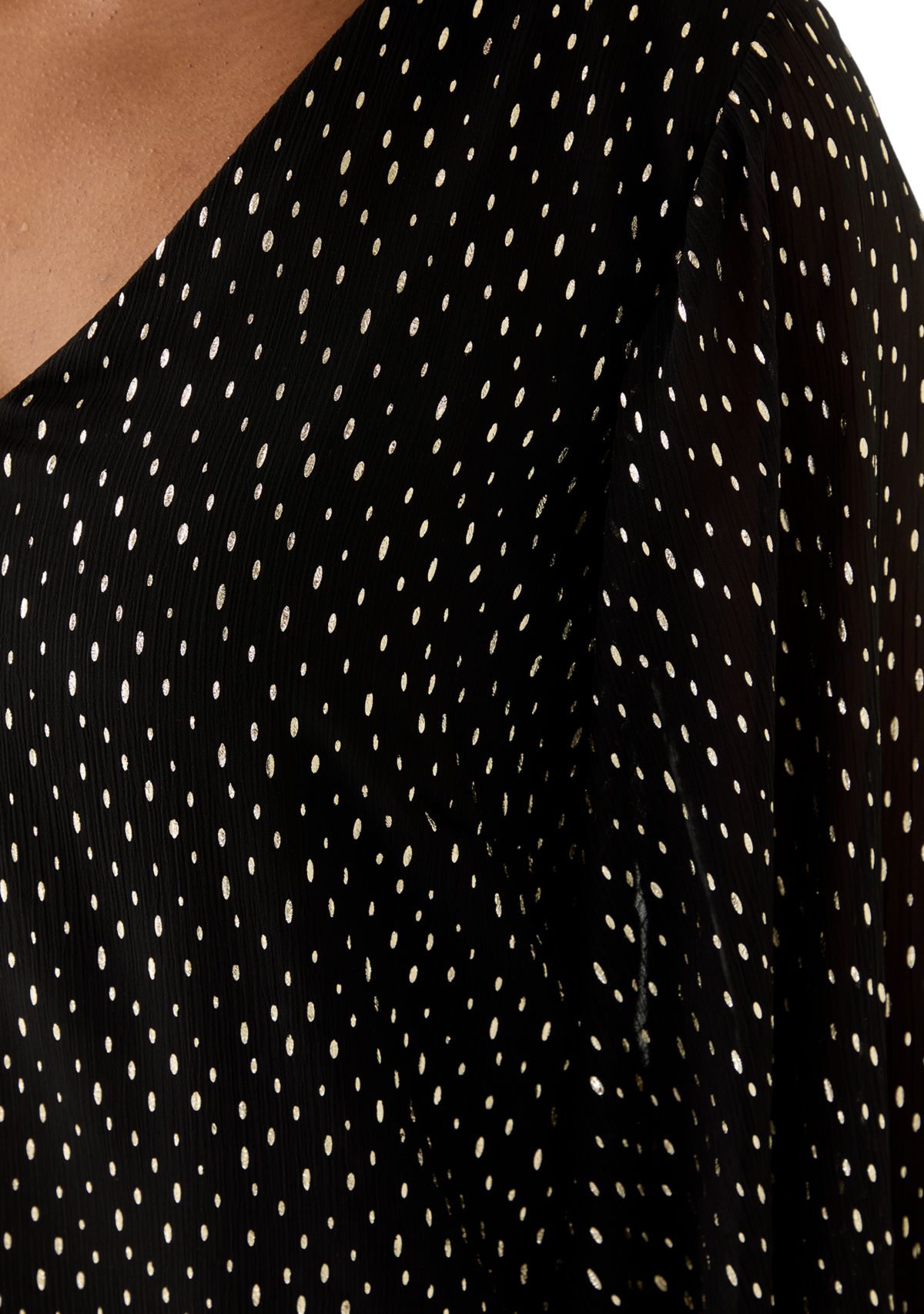 Womens Smocked V-Neck Shine Blouse