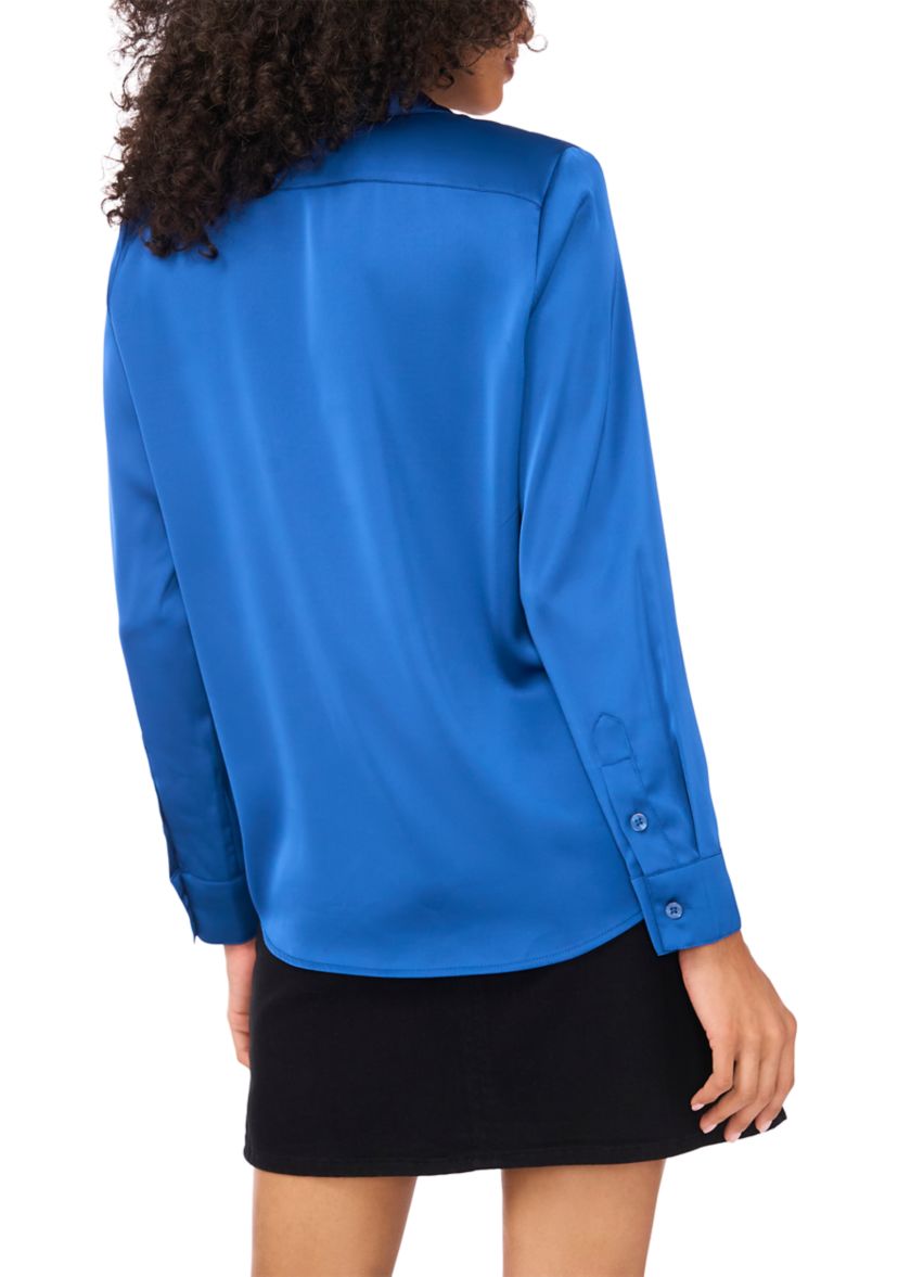Womens Long Sleeve Satin Shirt