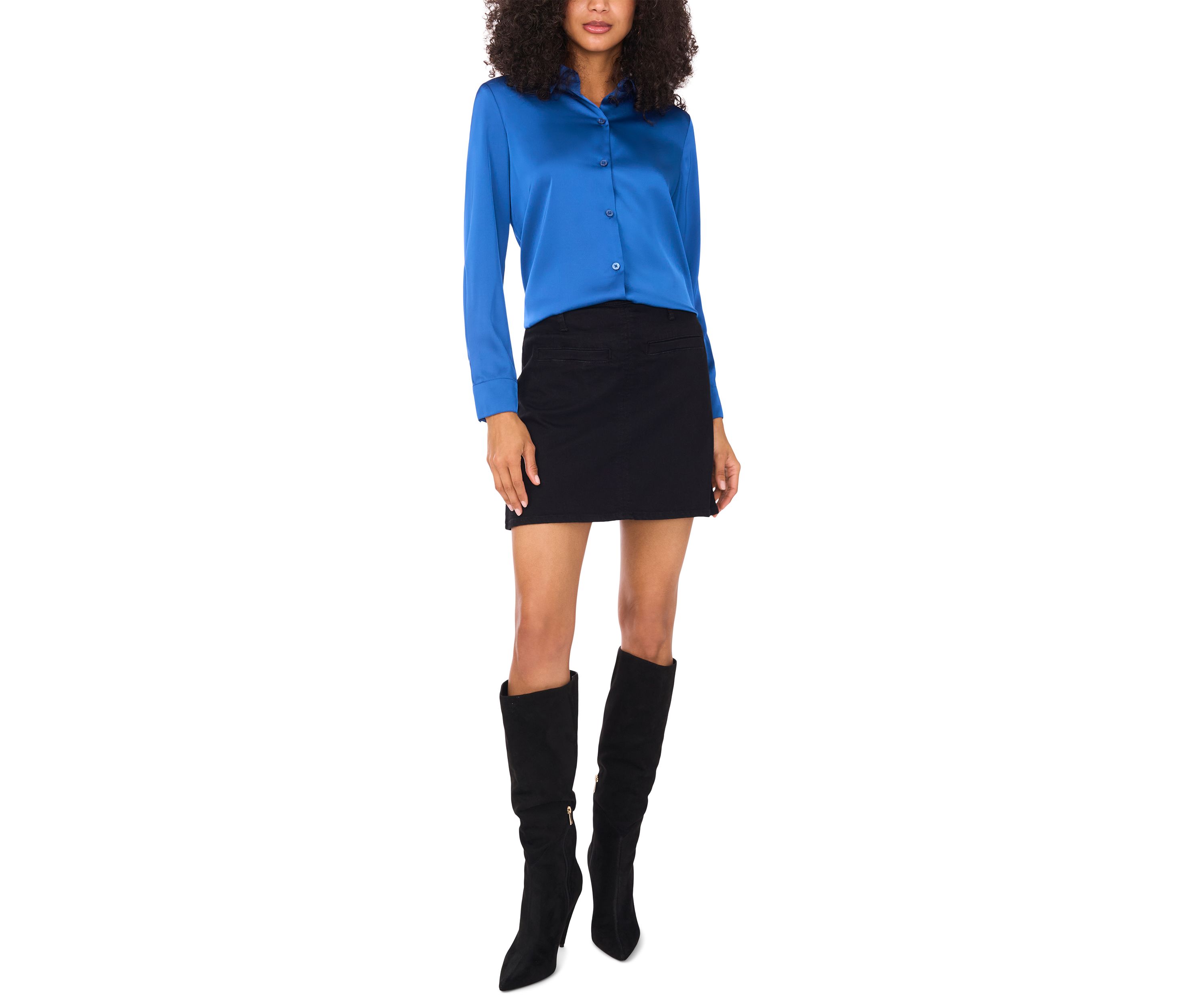 Womens Long Sleeve Satin Shirt