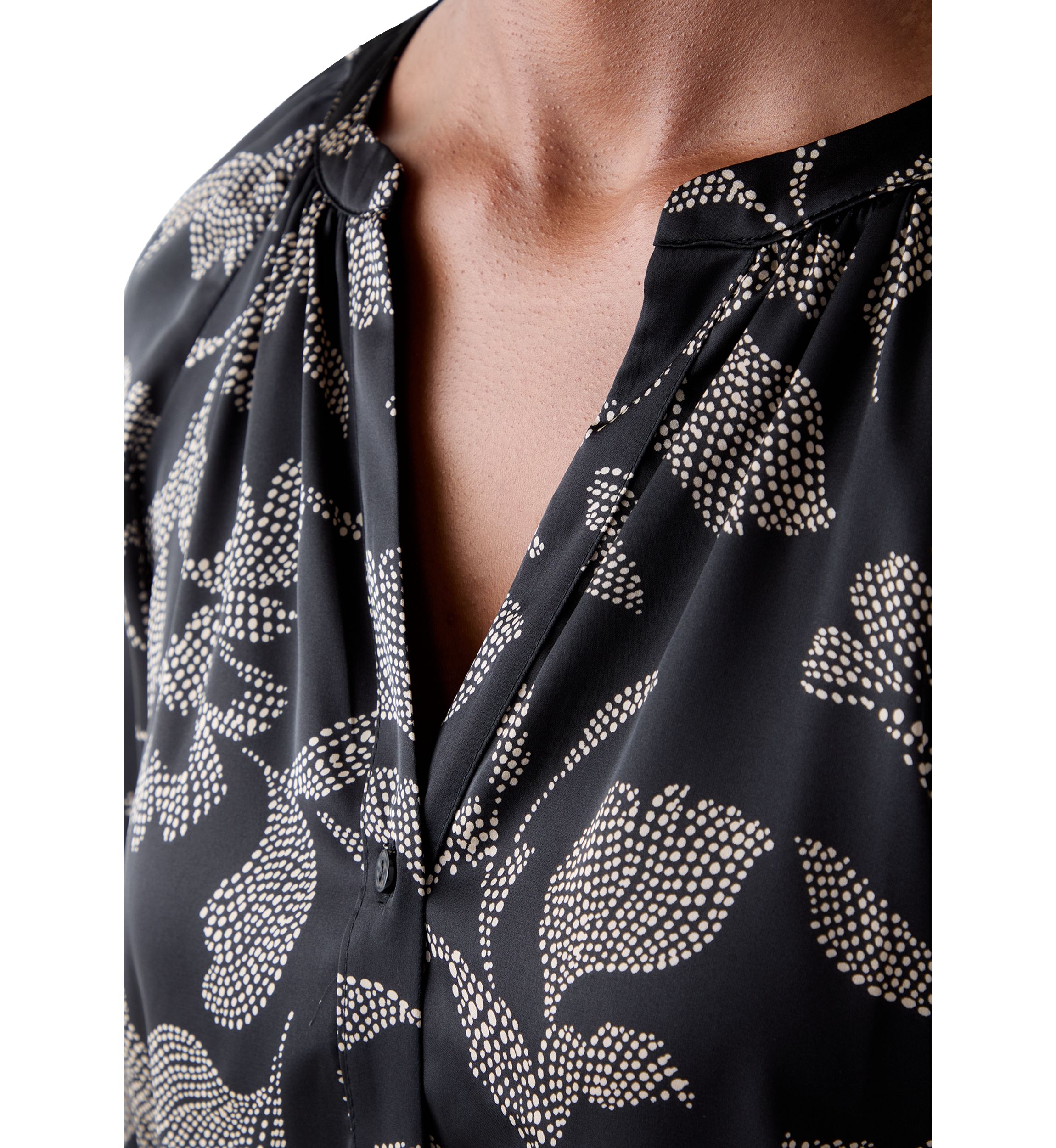  Womens 3/4 Sleeve Split Neck Button Front Top 