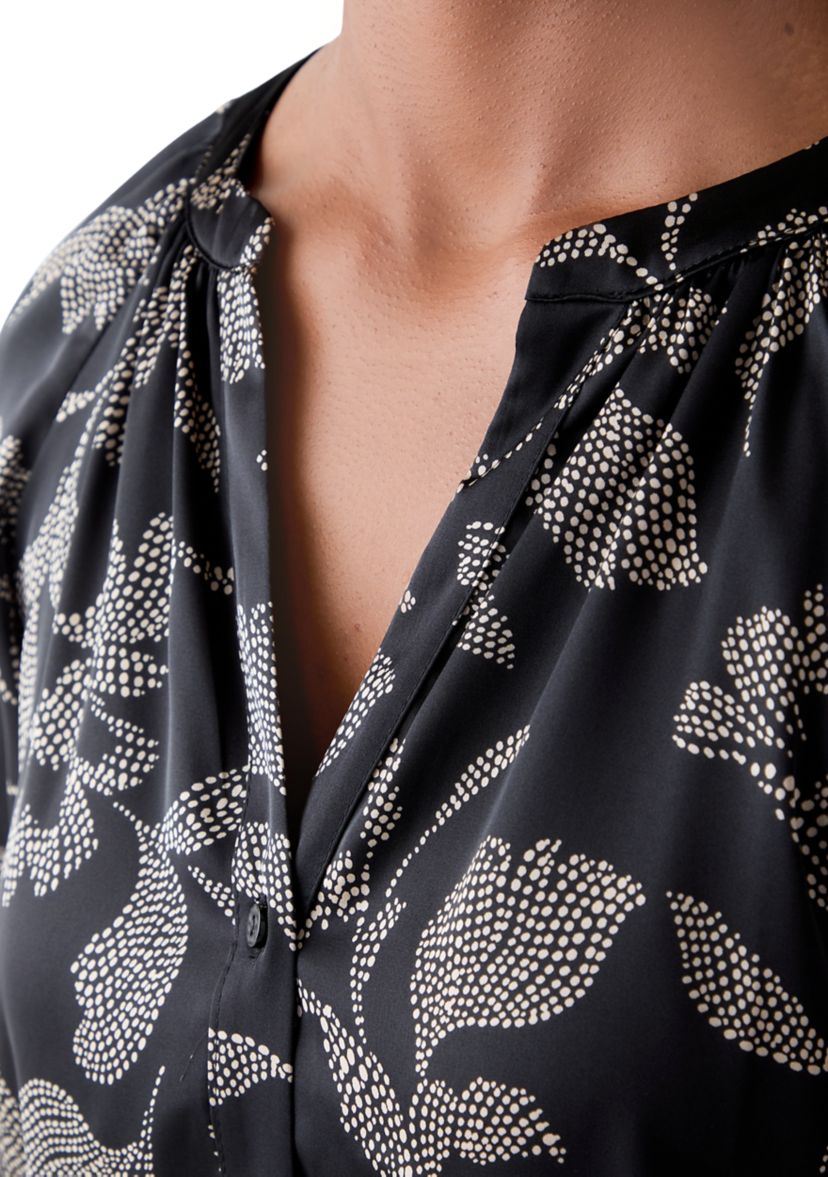  Womens 3/4 Sleeve Split Neck Button Front Top 