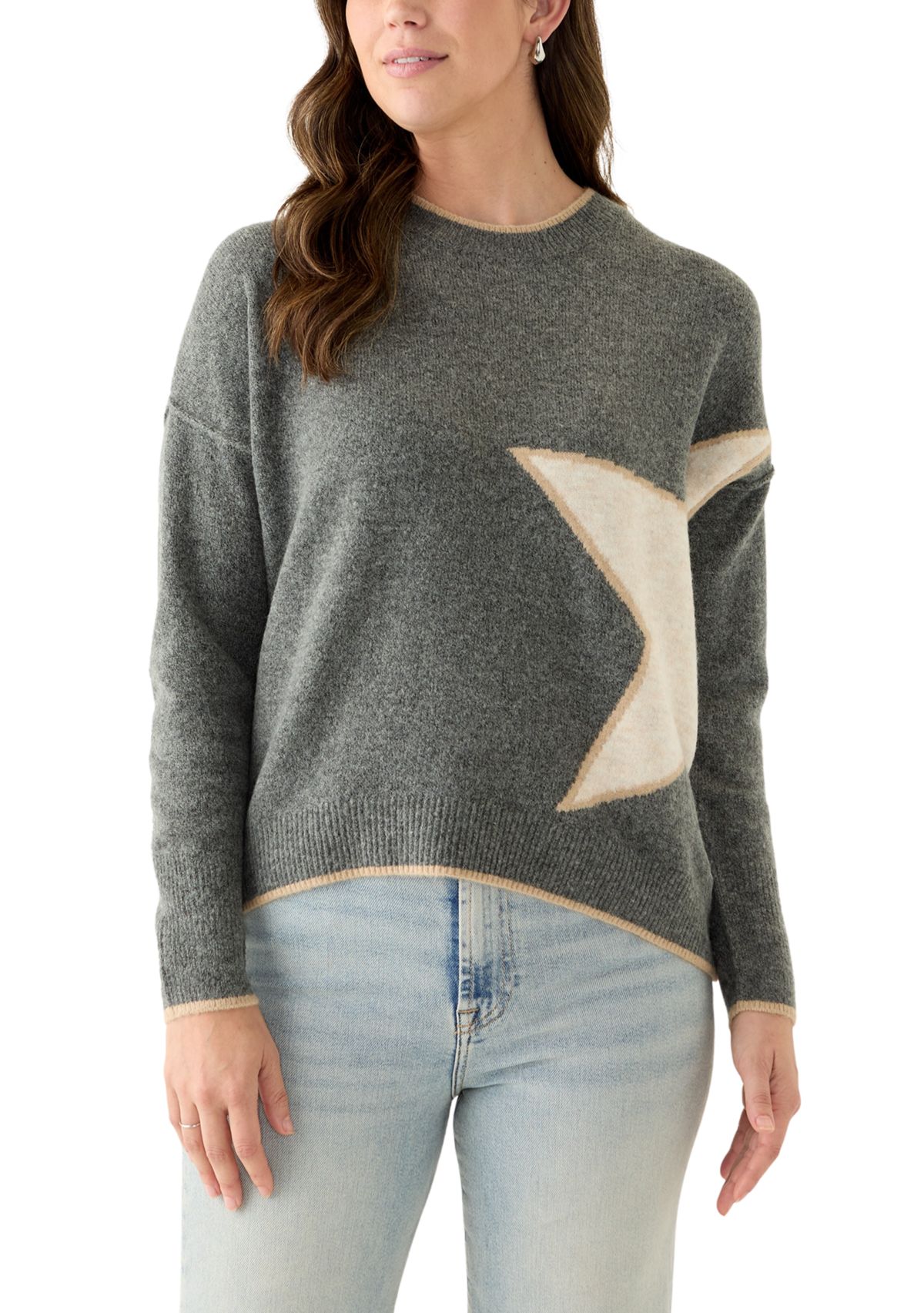 Womens Long Sleeve Side Placed Star Sweater