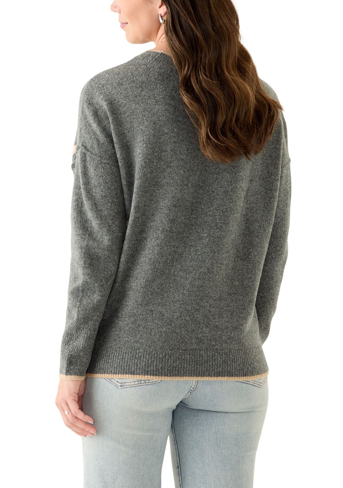 Womens Long Sleeve Side Placed Star Sweater