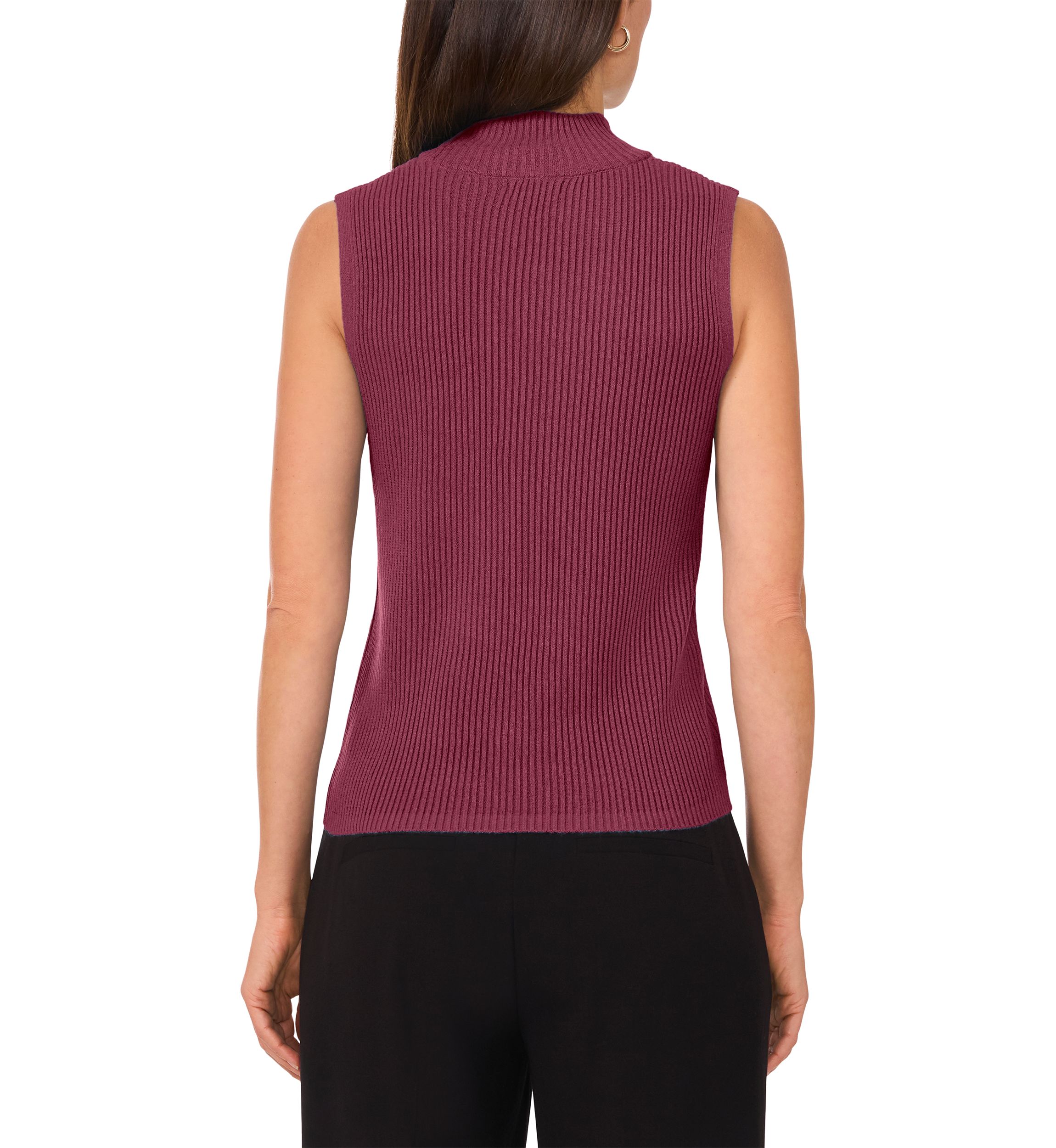 Womens Sleeveless Ribbed Mock Neck Tank 