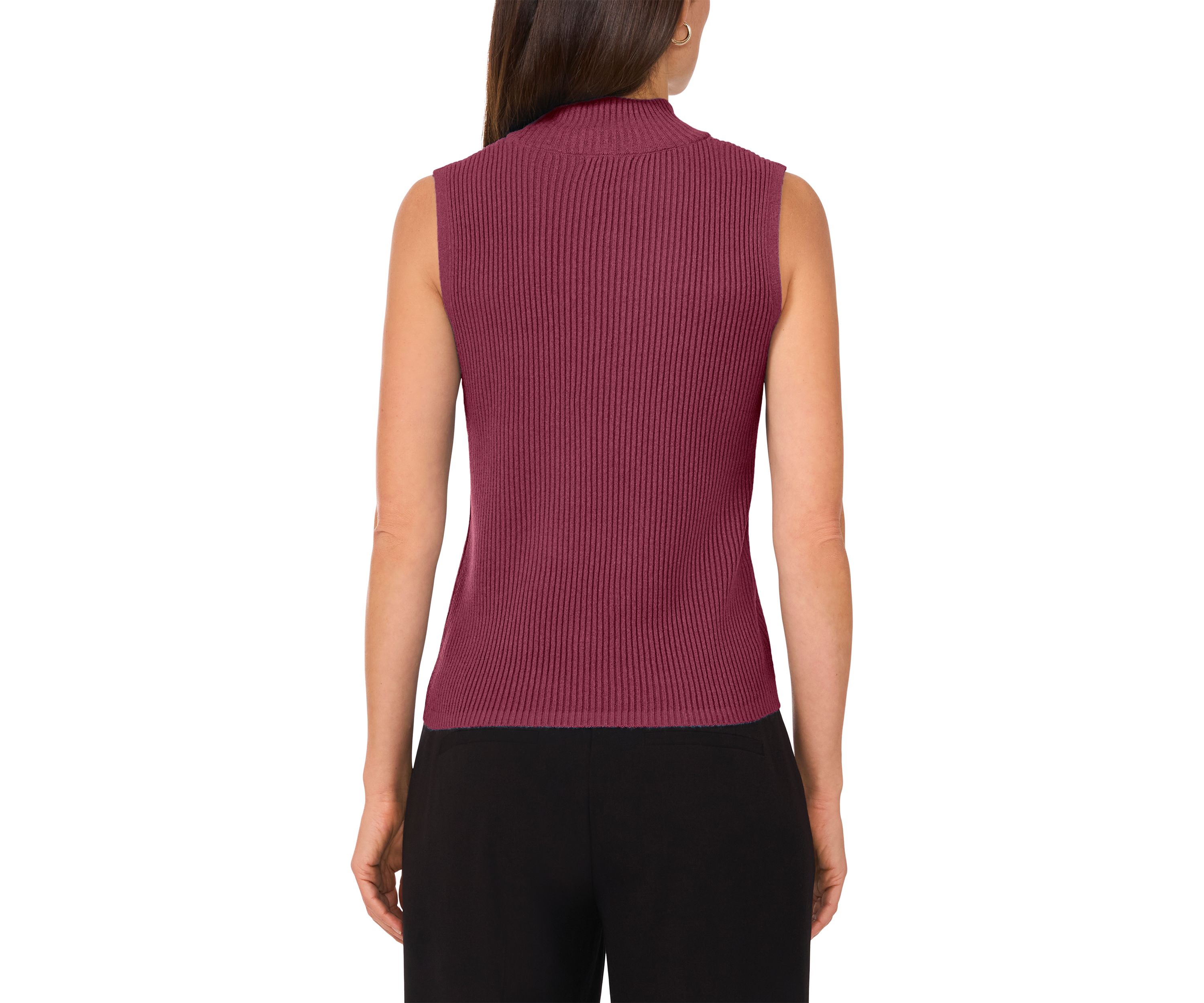 Womens Sleeveless Ribbed Mock Neck Tank 