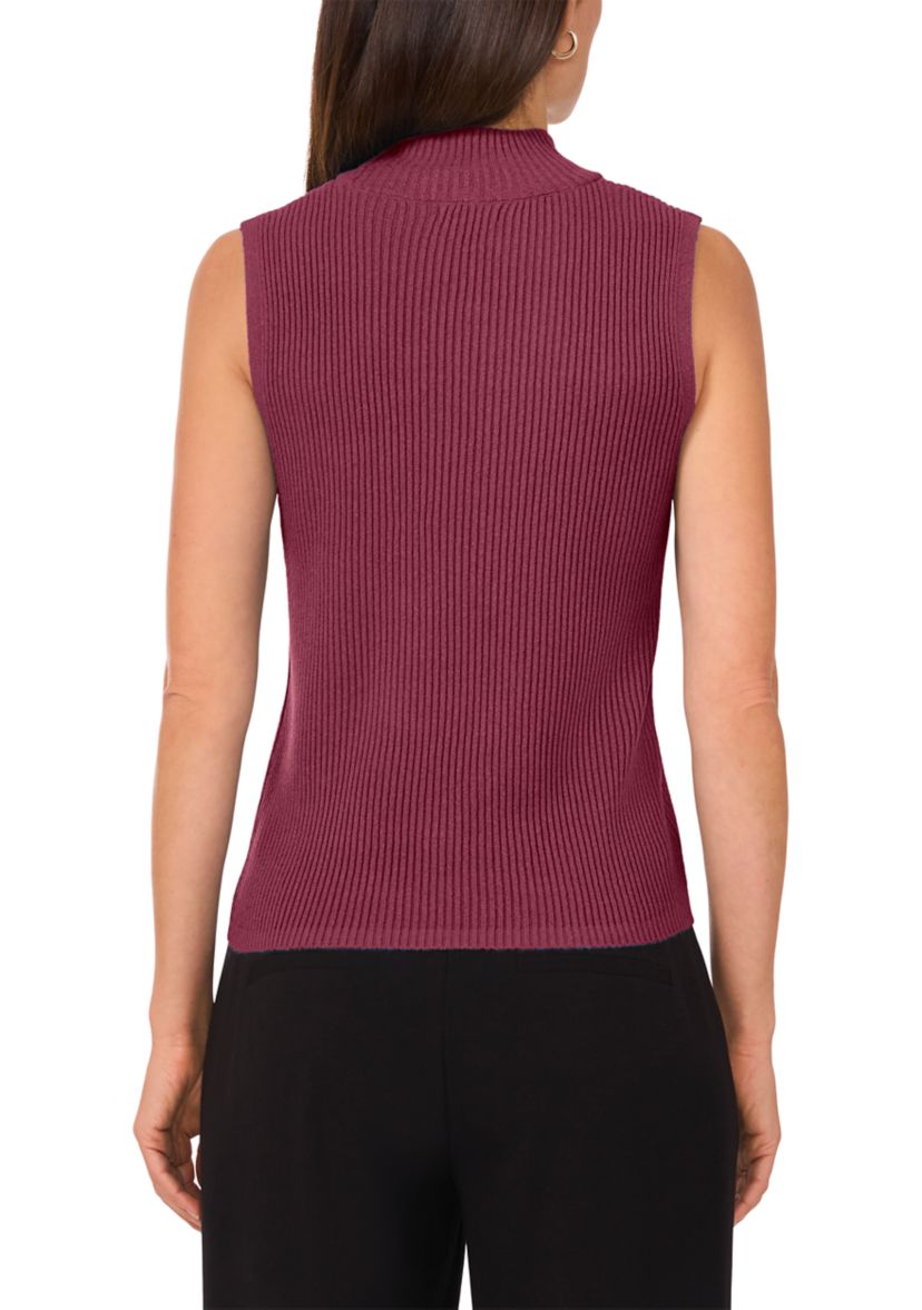 Womens Sleeveless Ribbed Mock Neck Tank 