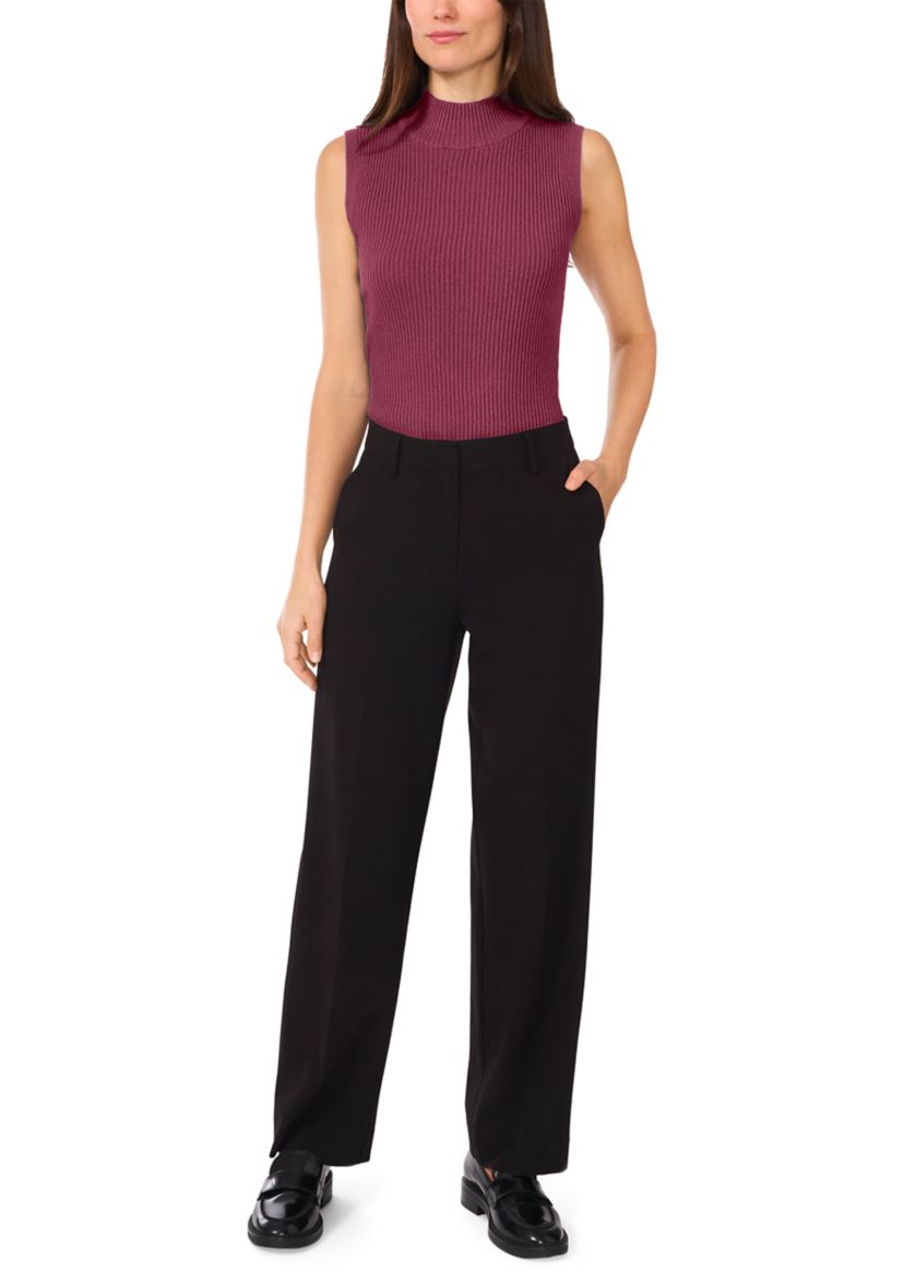 Womens Sleeveless Ribbed Mock Neck Tank 