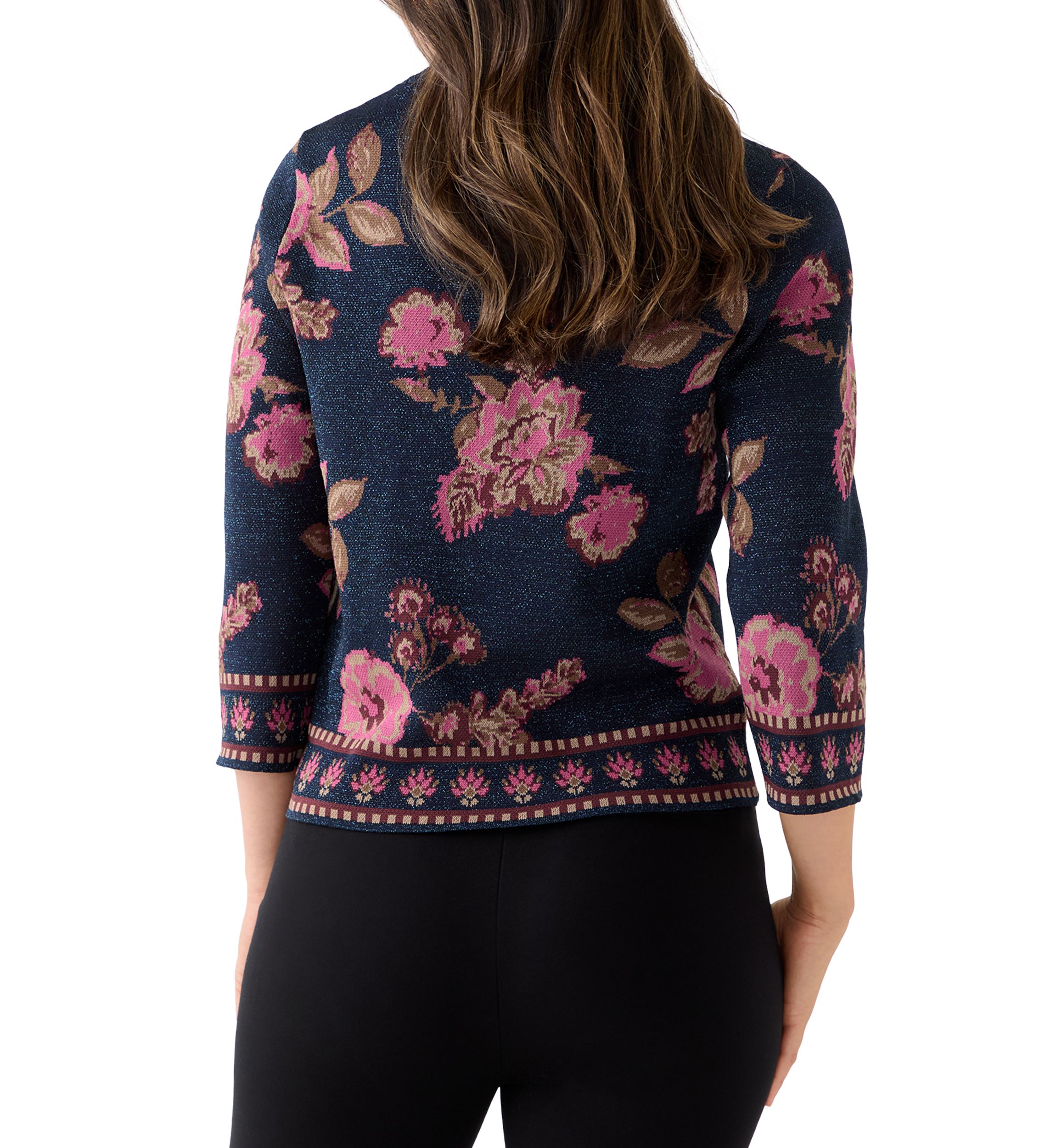 Womens Embroidered Floral Sweater