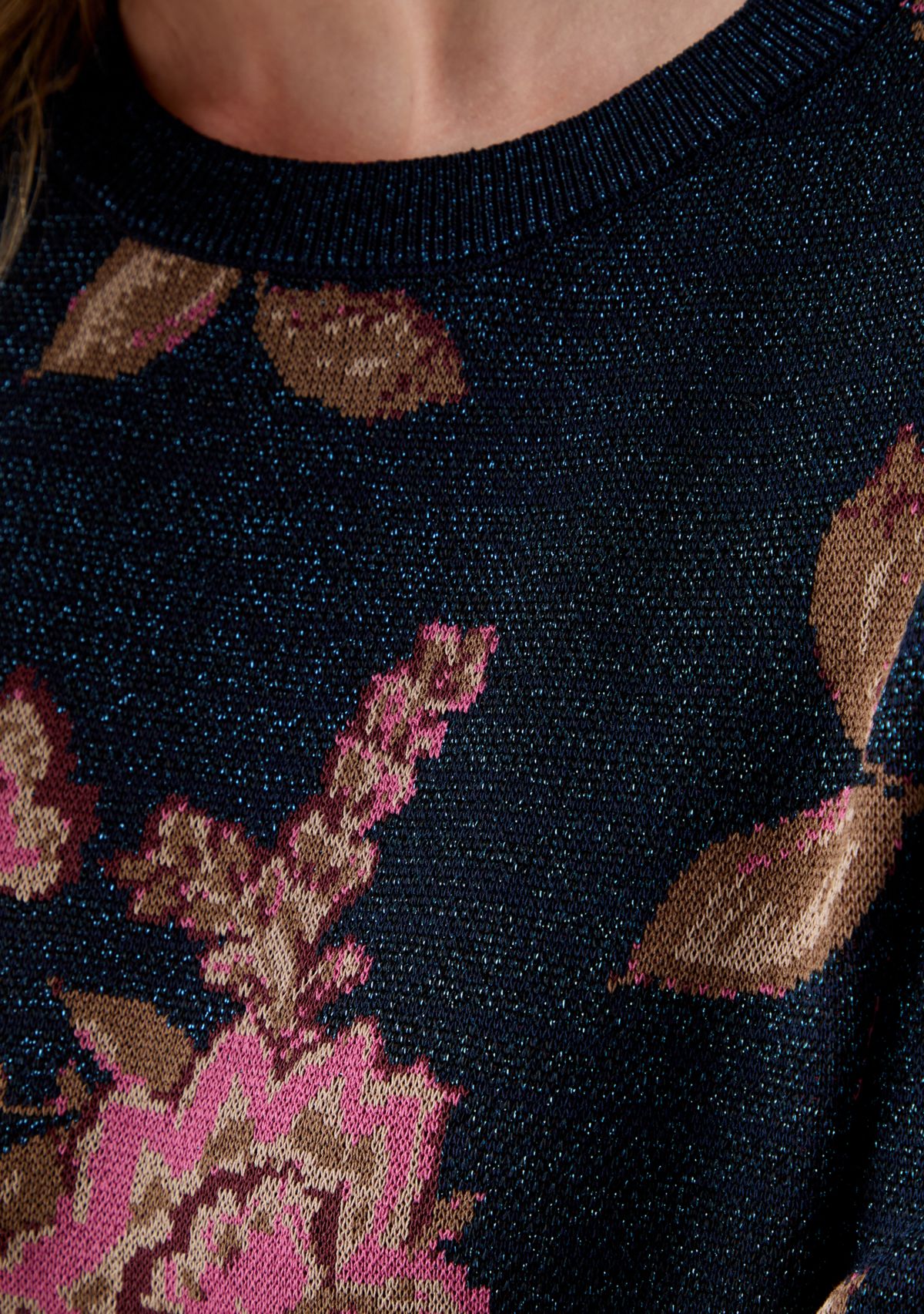 Womens Embroidered Floral Sweater