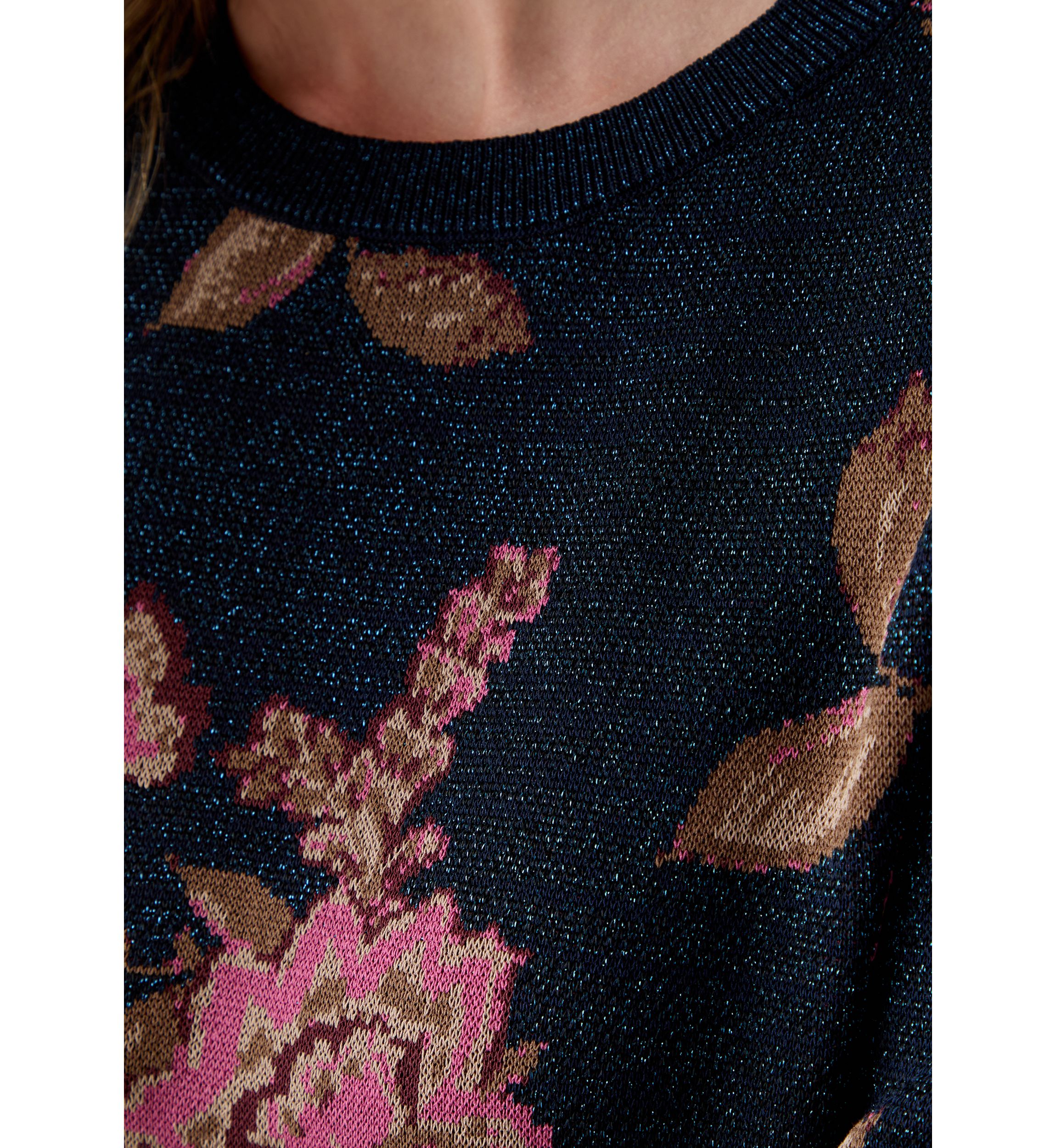 Womens Embroidered Floral Sweater