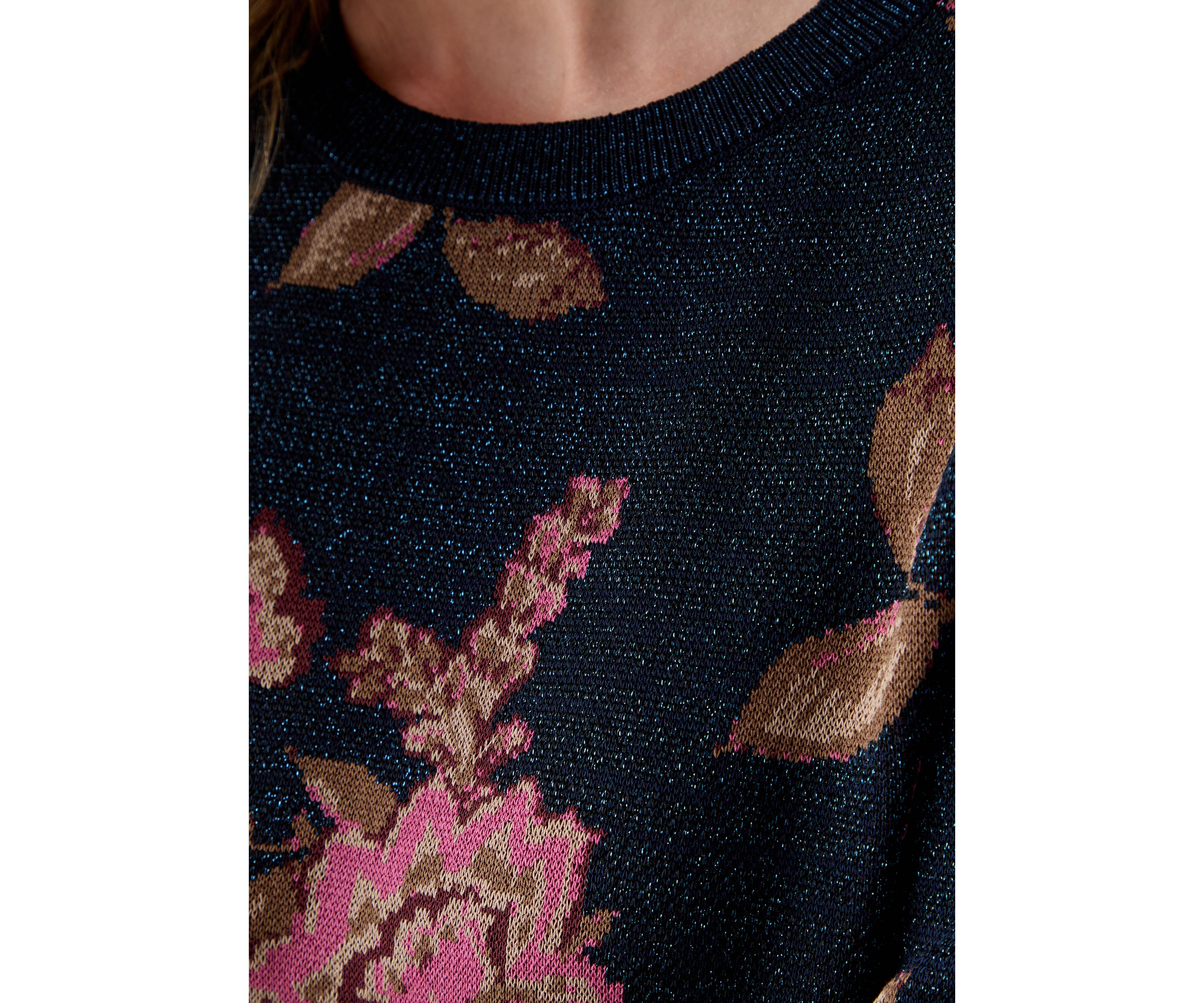 Womens Embroidered Floral Sweater