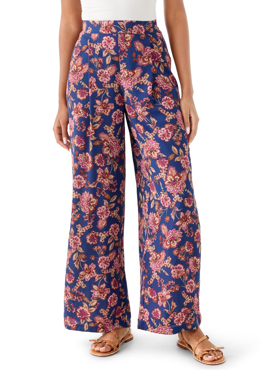 Womens Pull-On Printed Wide-Leg Pants