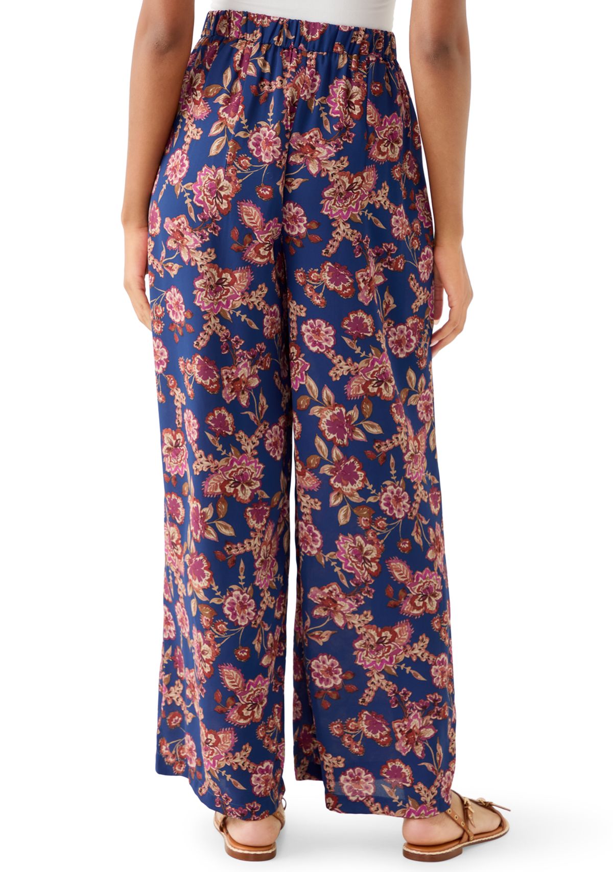 Womens Pull-On Printed Wide-Leg Pants