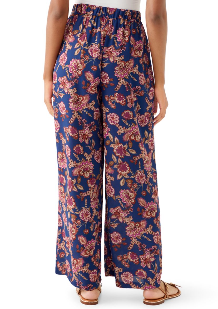 Womens Pull-On Printed Wide-Leg Pants