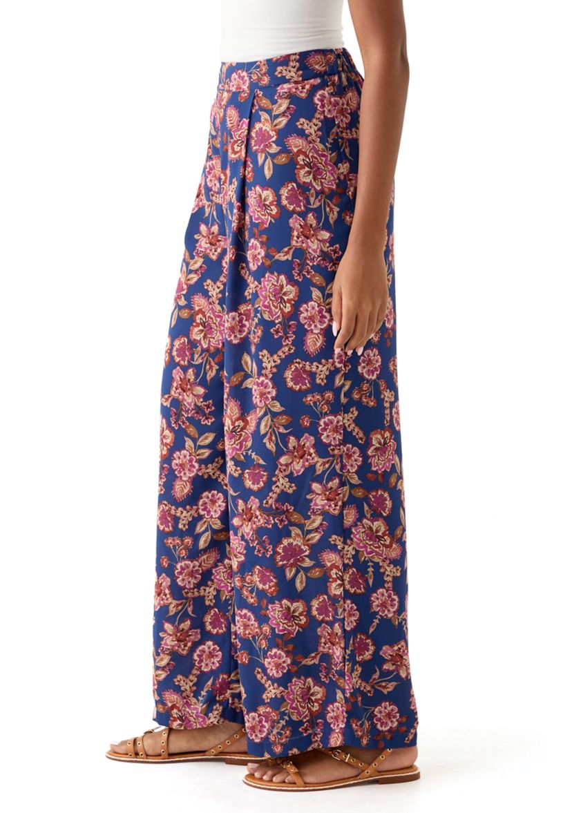 Womens Pull-On Printed Wide-Leg Pants