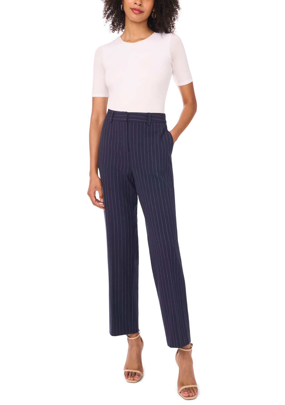 Womens Slim Pinstripe Pants