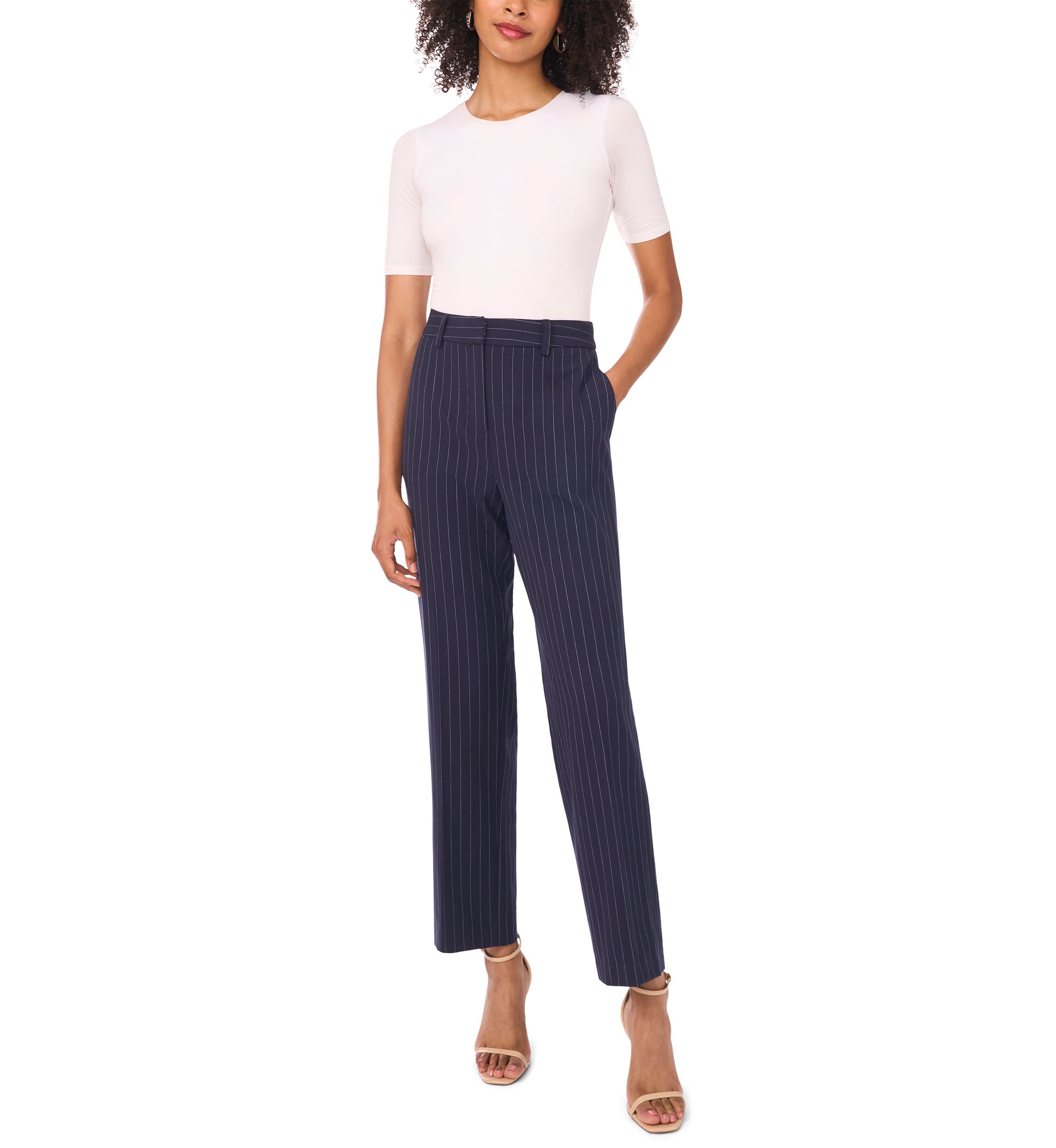 Womens Slim Pinstripe Pants